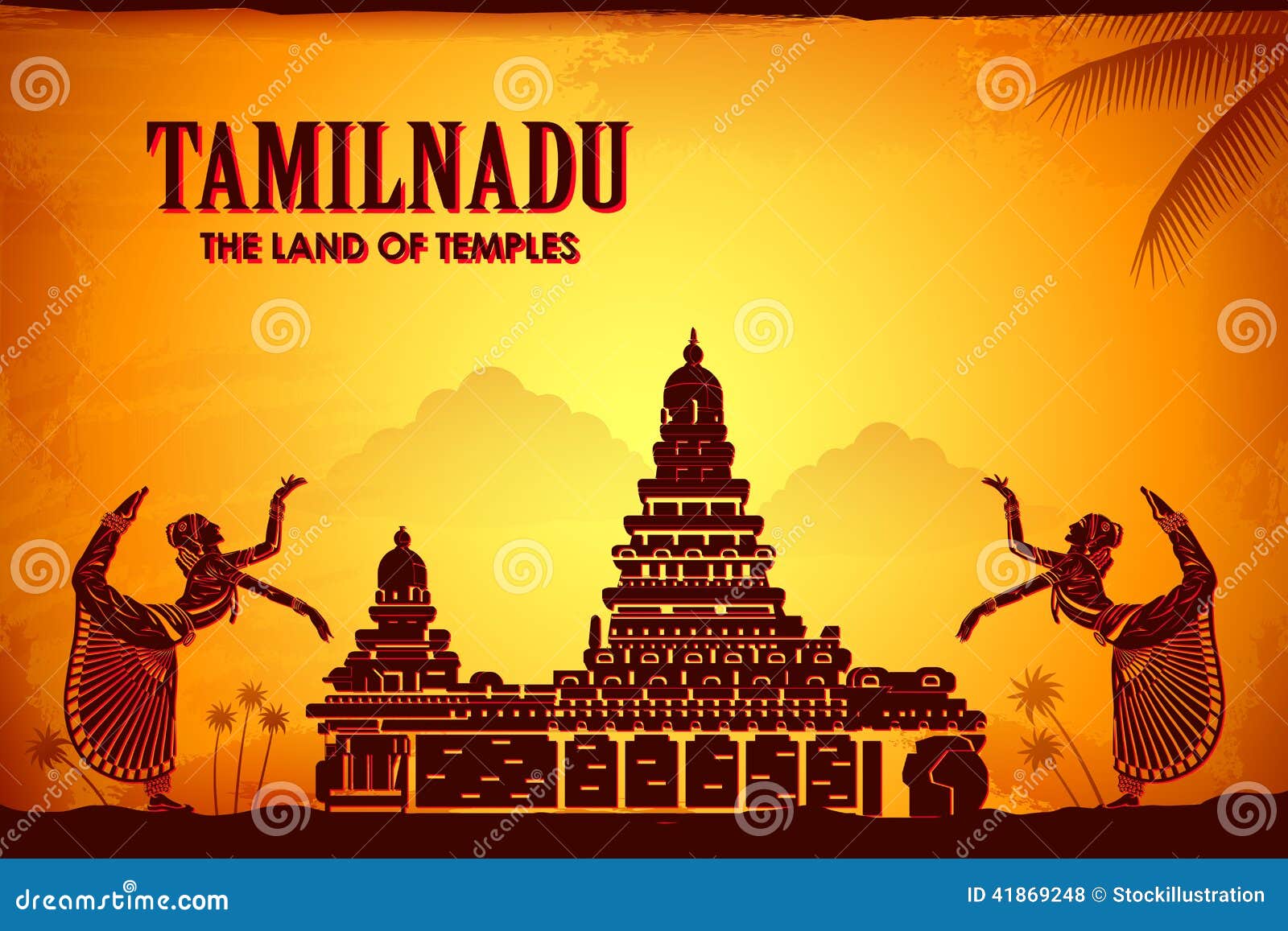 Illustratie die de cultuur van Tamilnadu, India afschilderen