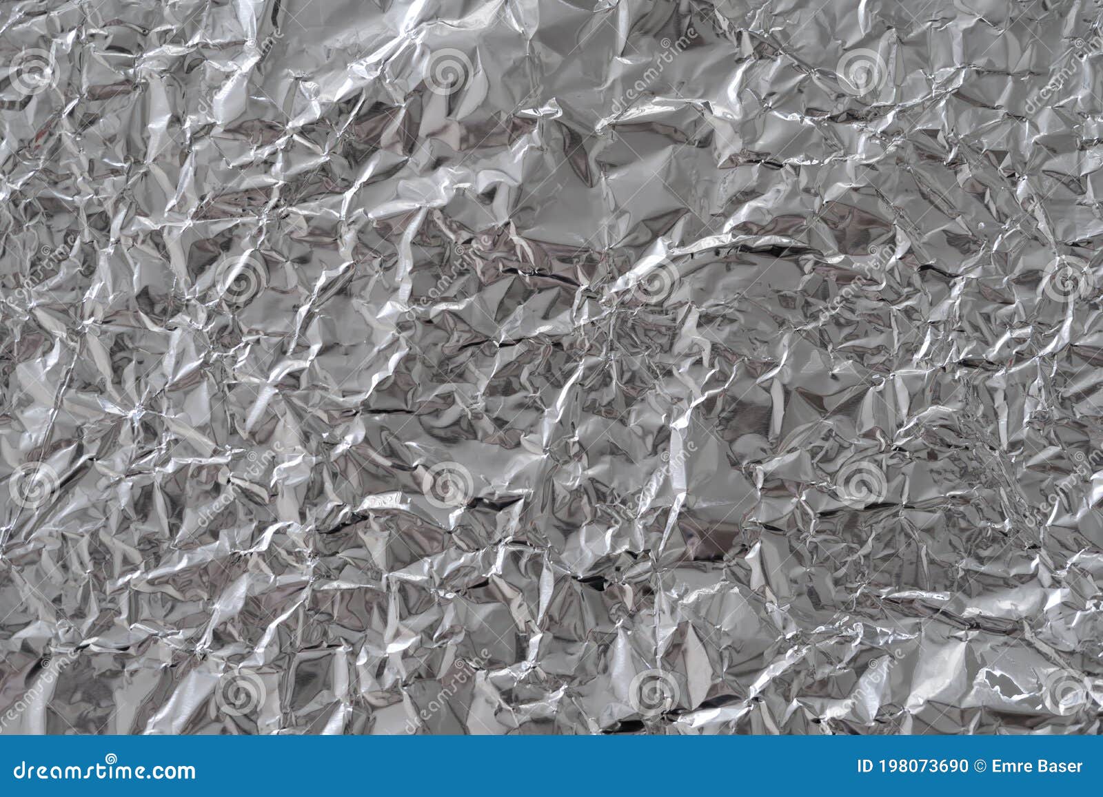 Crumbled Aluminum Foil with Reflective Surface Stock Photo Image of