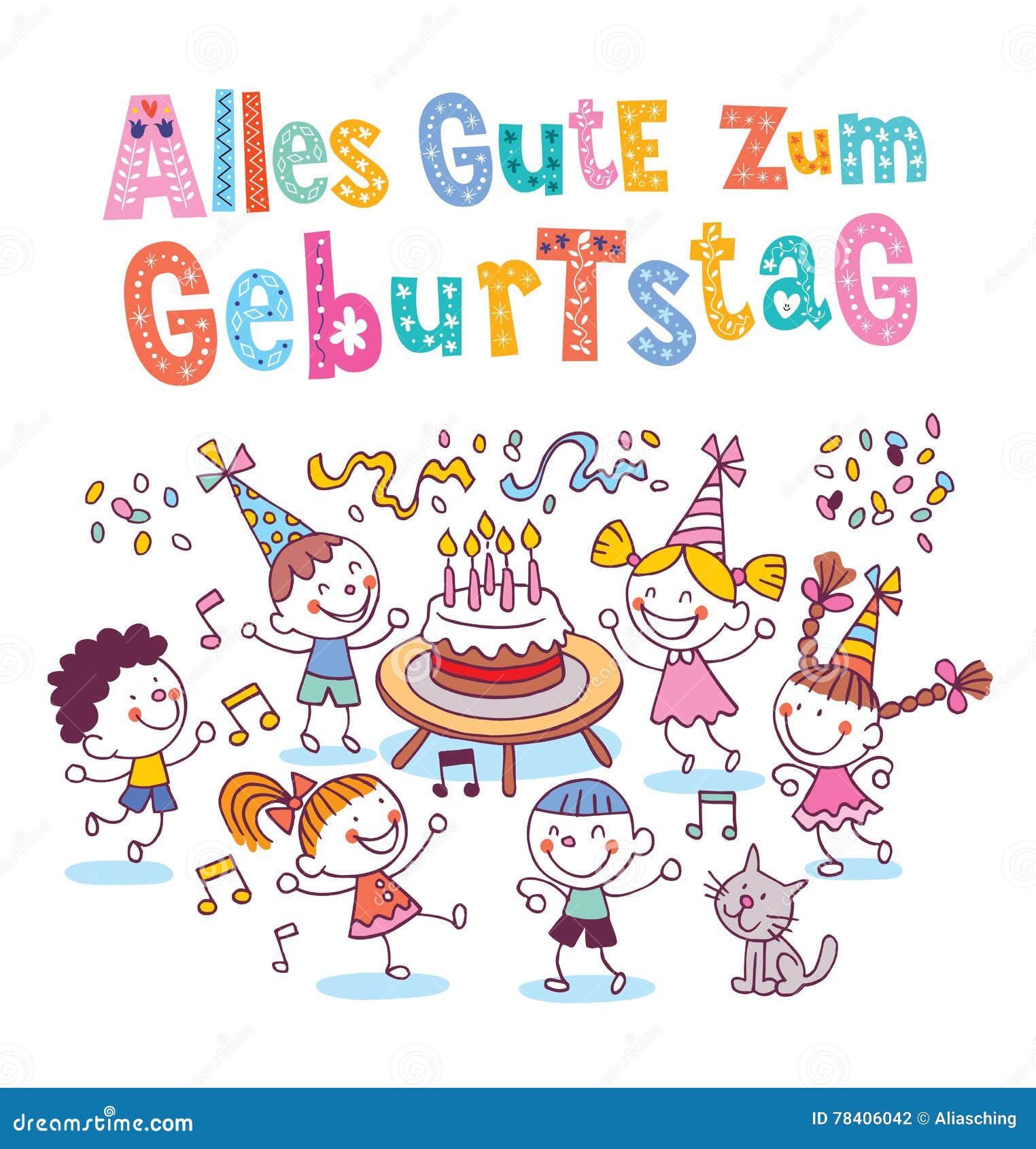 Cumpleaños Alemán De Geburtstag Deutsch Del Zum De Alles Gute Feliz Ilustración del Vector