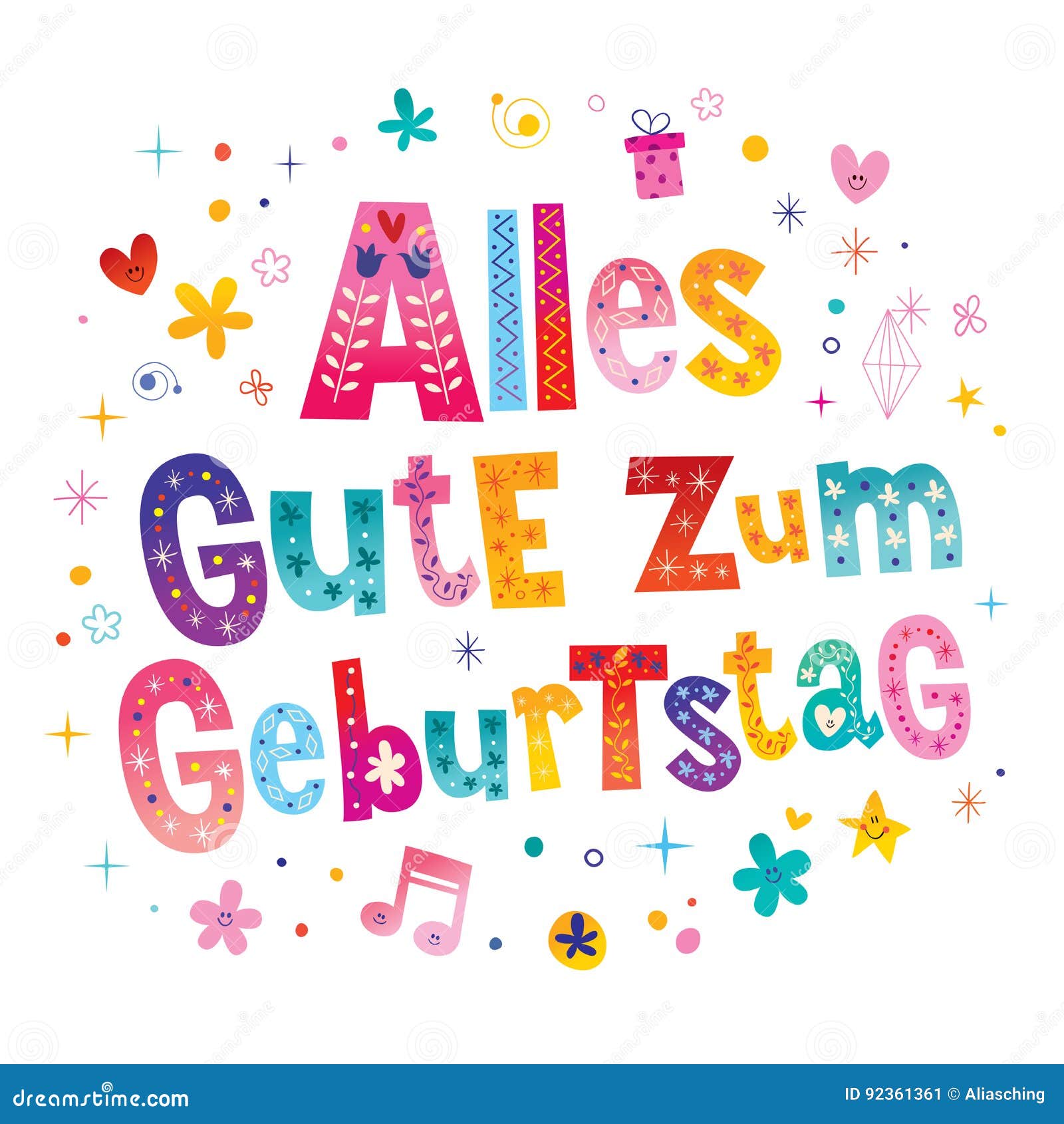 Cumpleaños Alemán De Geburtstag Deutsch Del Zum De Alles Gute Feliz Ilustración del Vector
