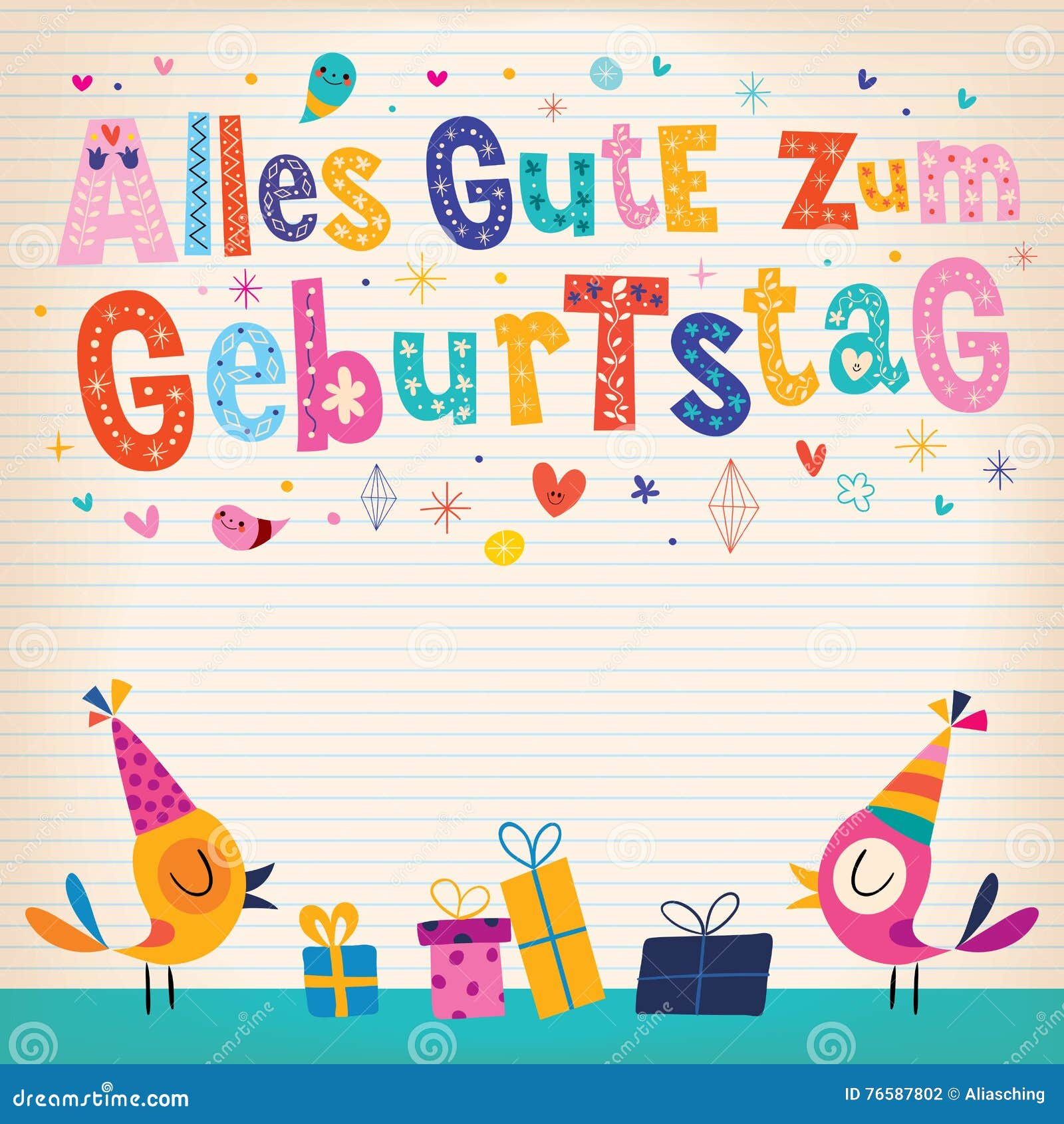 Cumpleaños De Geburtstag Del Zum De Alles Gute Feliz En Alemán Ilustración del Vector