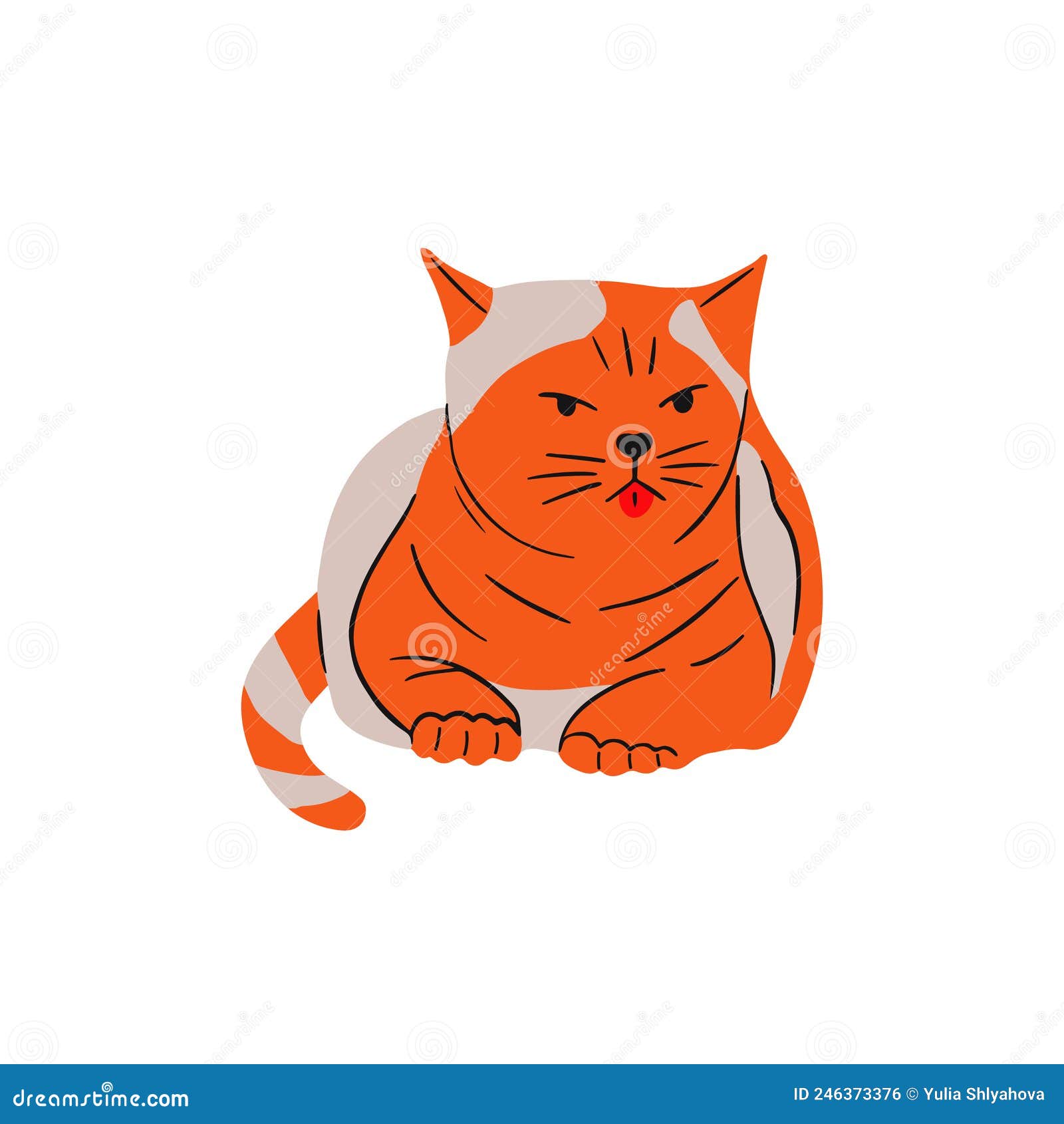 cunning calm cat relaxing with tongue out