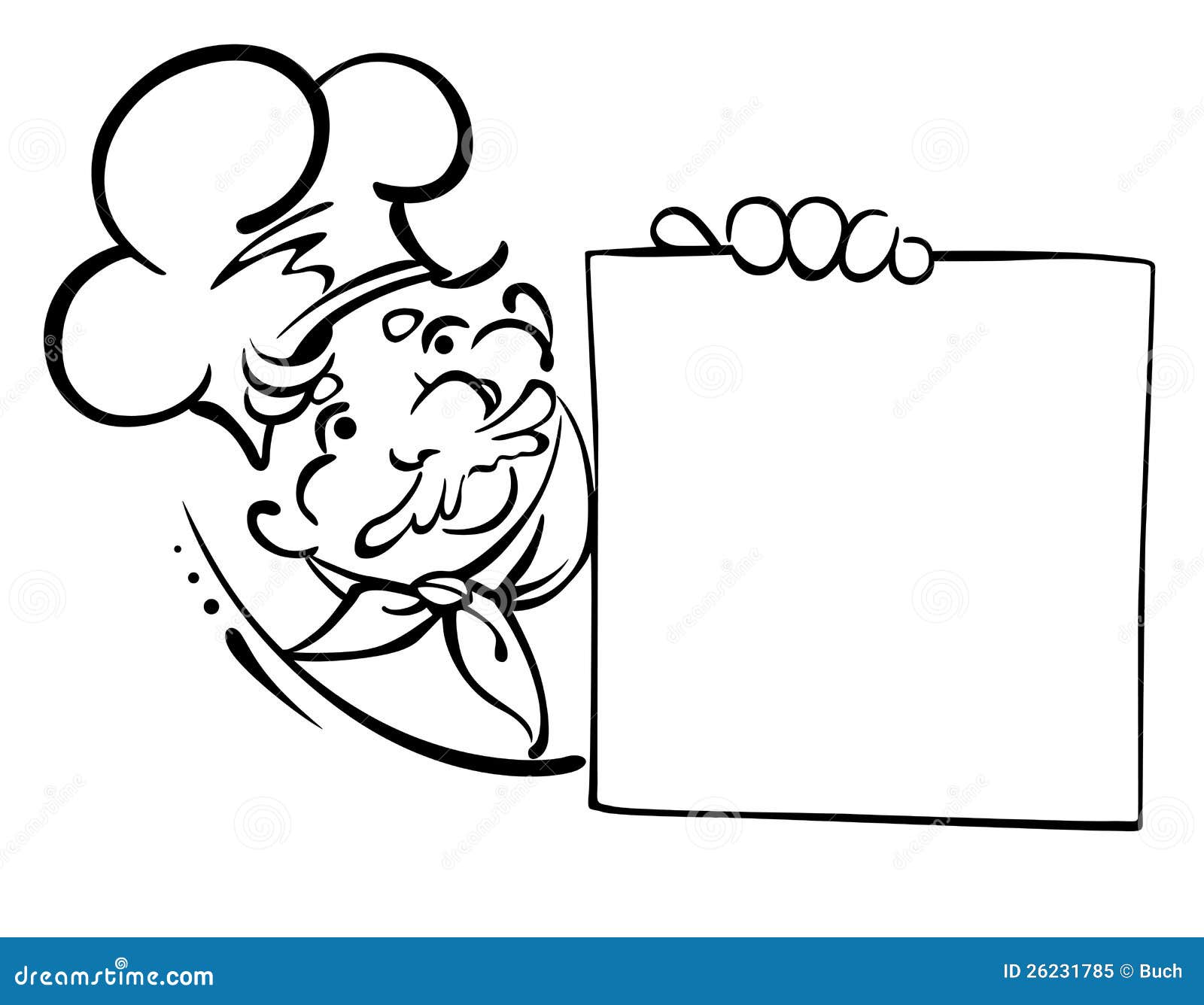 Cuoco unico sorridente con il menu Libera da Diritti