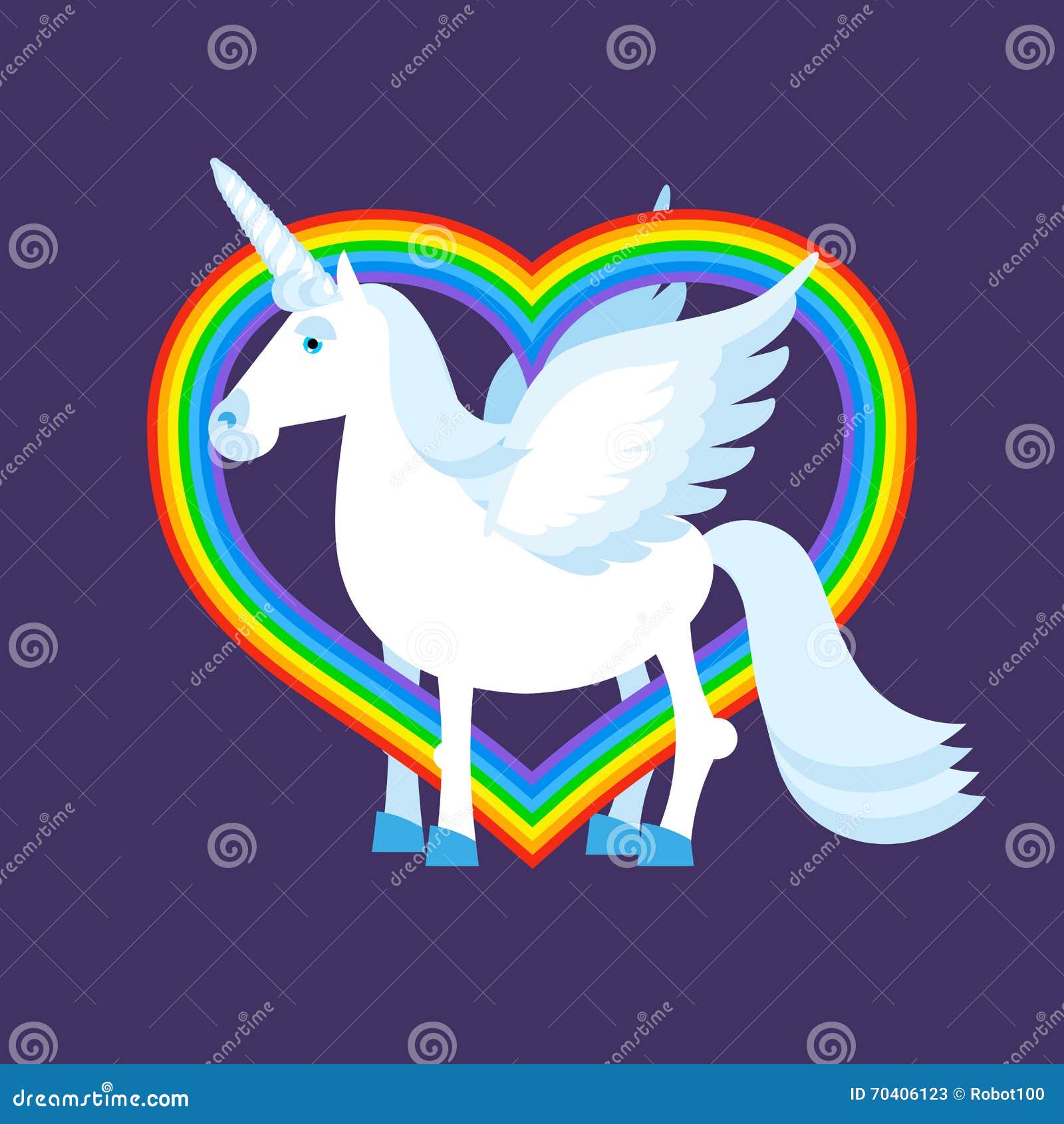 Cuore blu dell arcobaleno dell unicorno Segno dell arcobaleno LGBT Animale fantastico