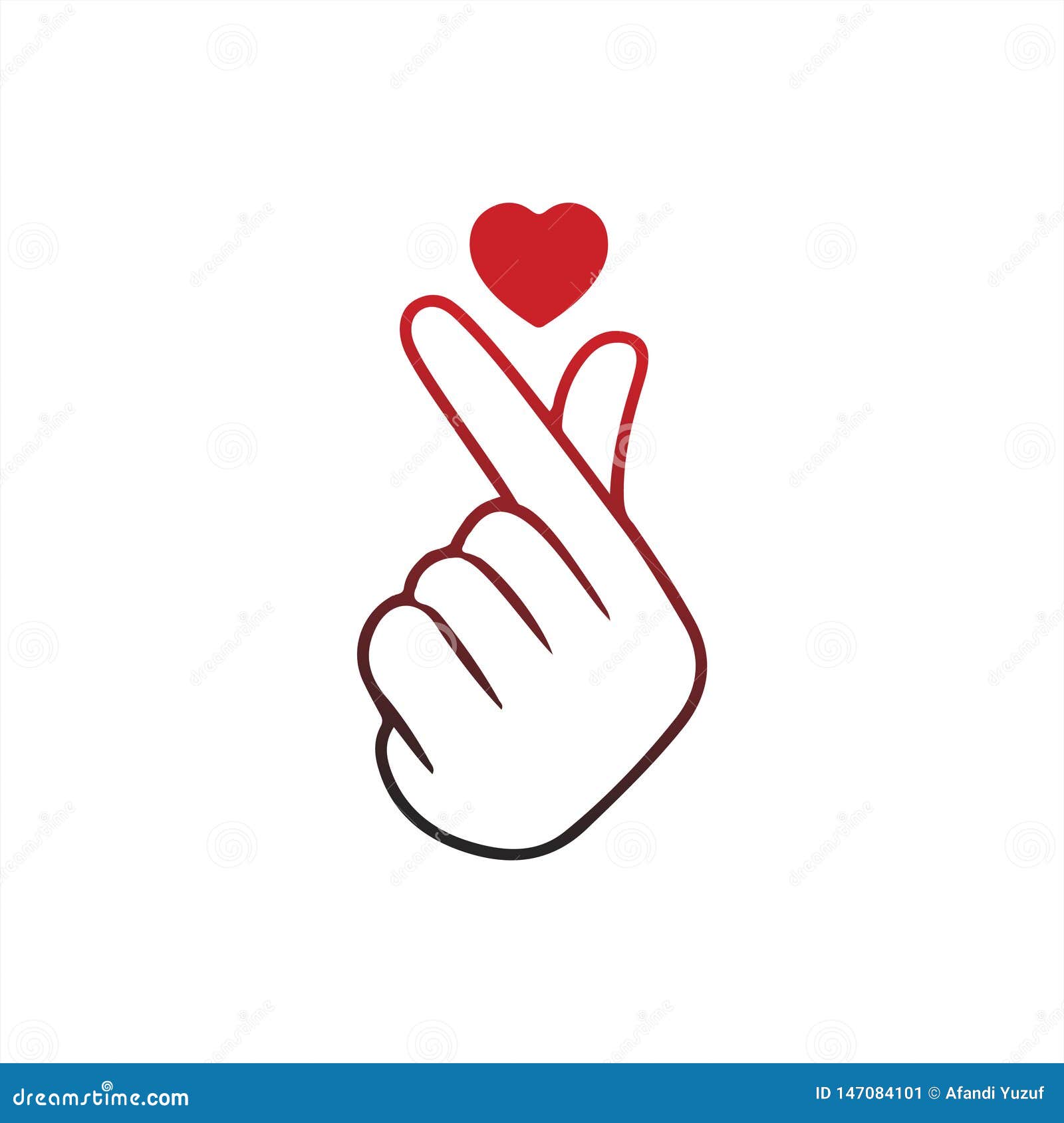 Cuore Coreano ?ti Amo ?illustrazione Del Dito Di Vettore Di Hangul