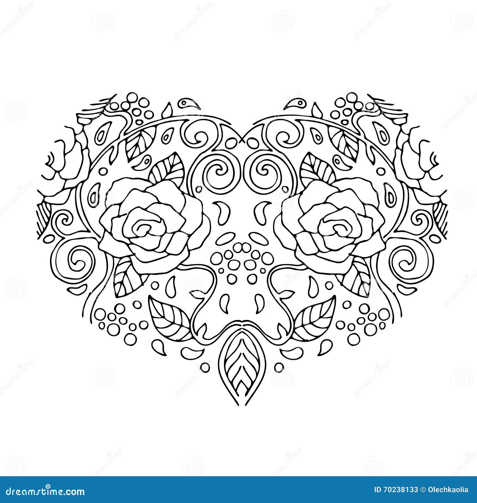 Cuore Decorativo Di Amore Con I Fiori Scheda Di Giorno Dei Biglietti Di S Libro Da Colorare Per L Adulto Ed I Bambini Pagina Di C Illustrazione Vettoriale Illustrazione Di Decorativo Amour