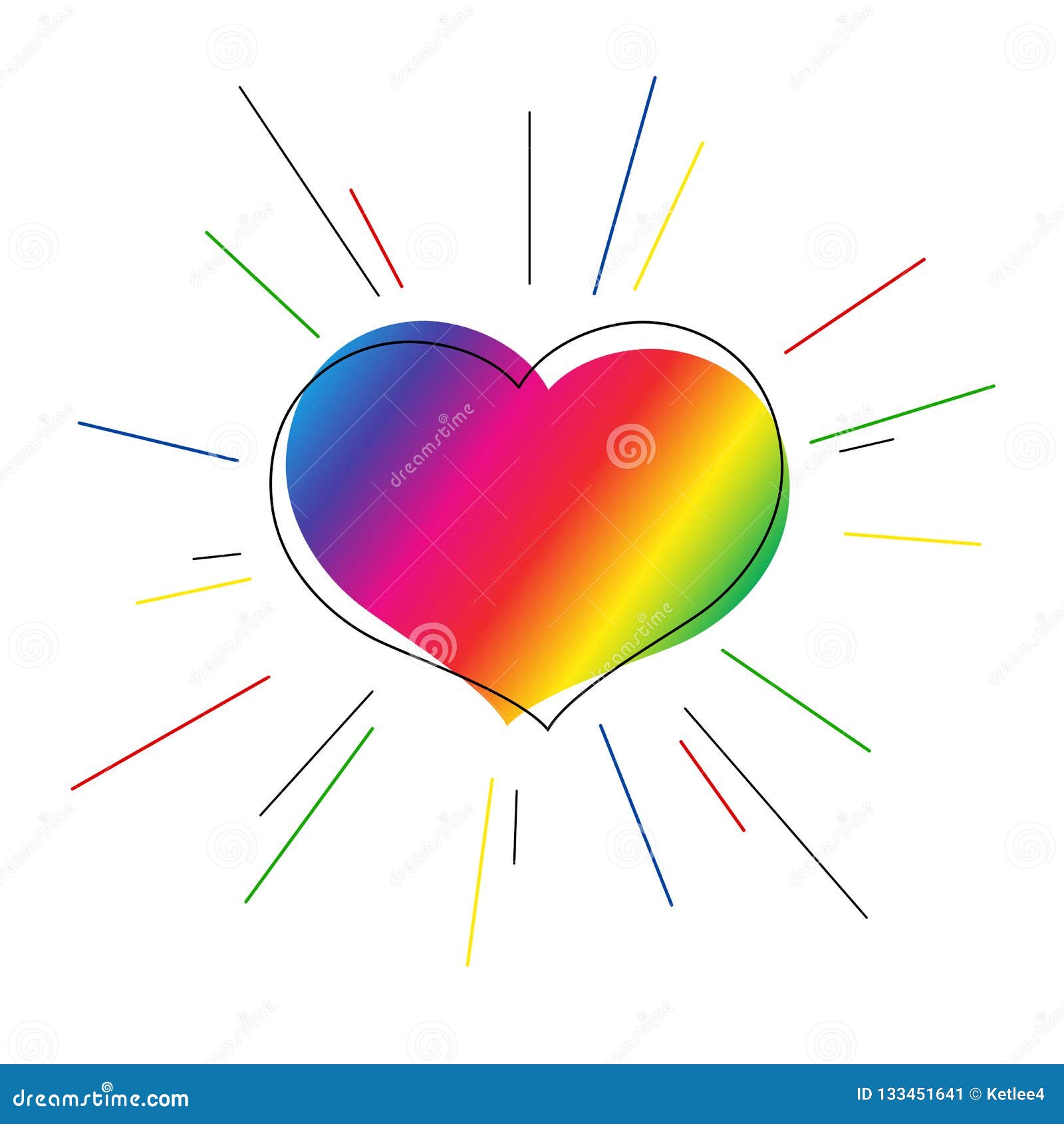 Cuore Luminoso Dei Colori Dell'arcobaleno Con Il Simbolo Dei Raggi Di Amore  Per L'elemento Decorativo Di San Valentino Per La Pro Illustrazione  Vettoriale - Illustrazione di sfondo, annuncio: 133451641