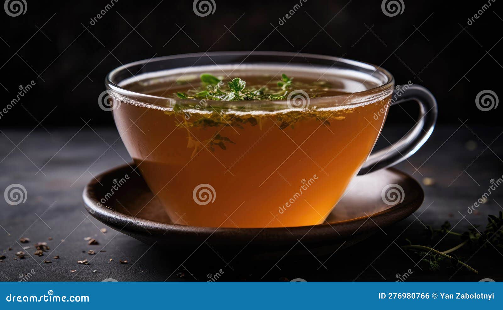A Cup of Bone Broth with Herbs and Spices. Generative AI Stock Illustration Illustration of