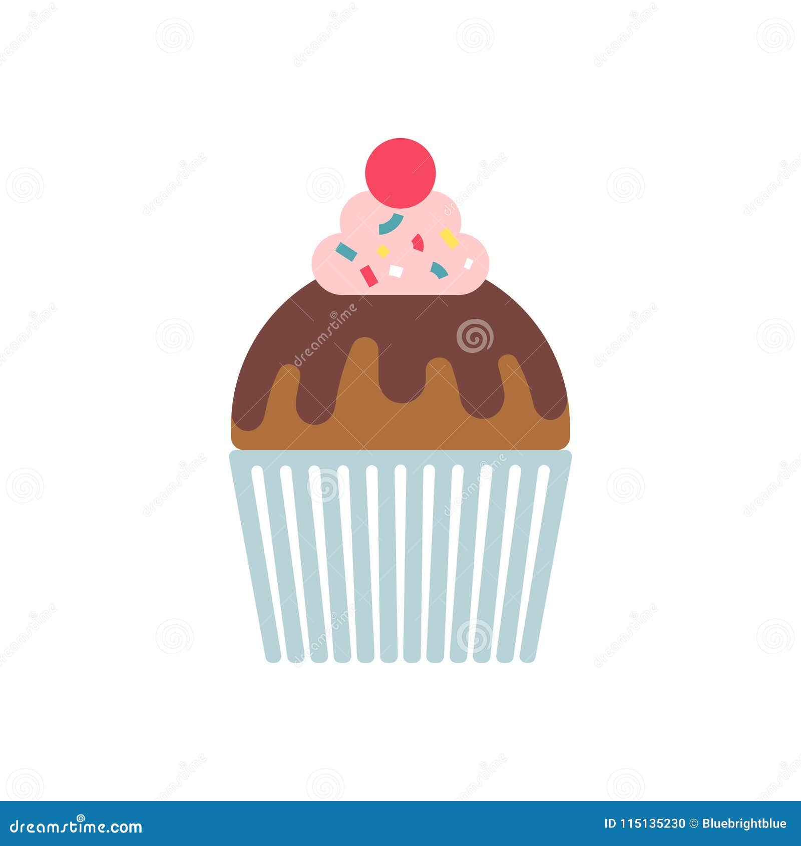 cup cake with chokolate, cream and cherry