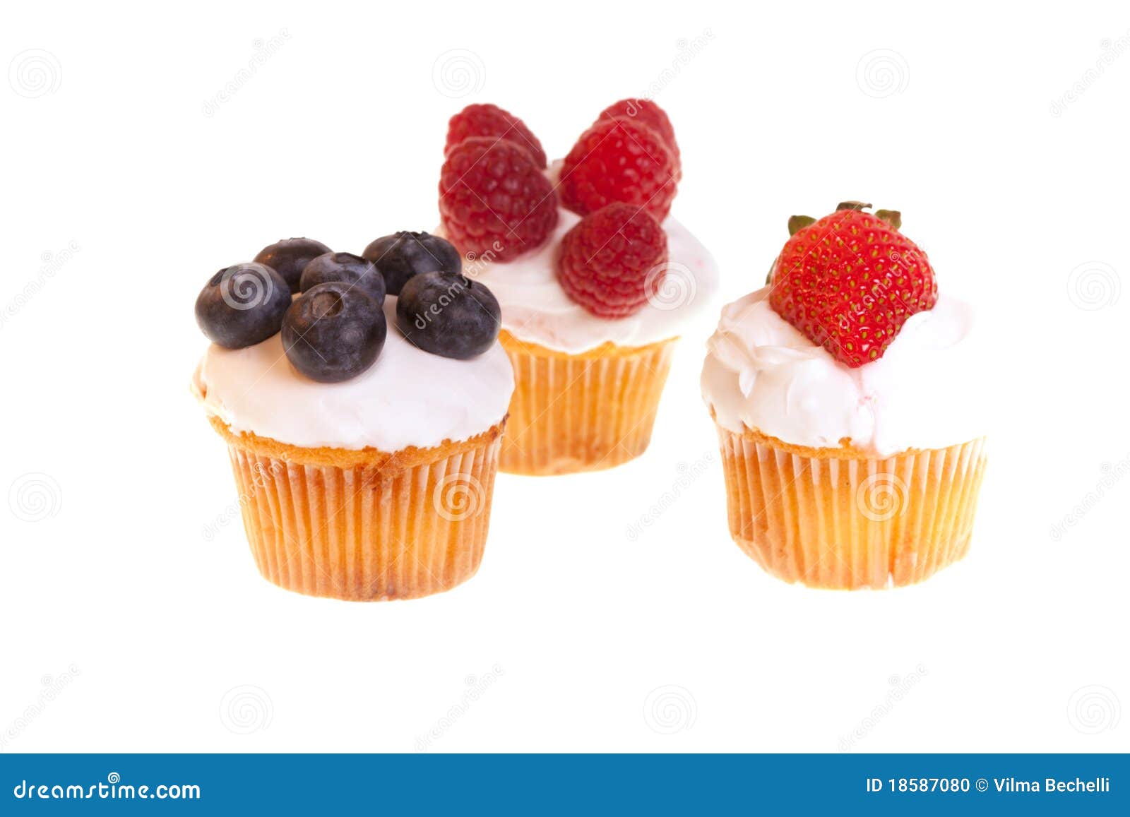 Cup cakes with fruits stock photo. Image of raspberry 18587080