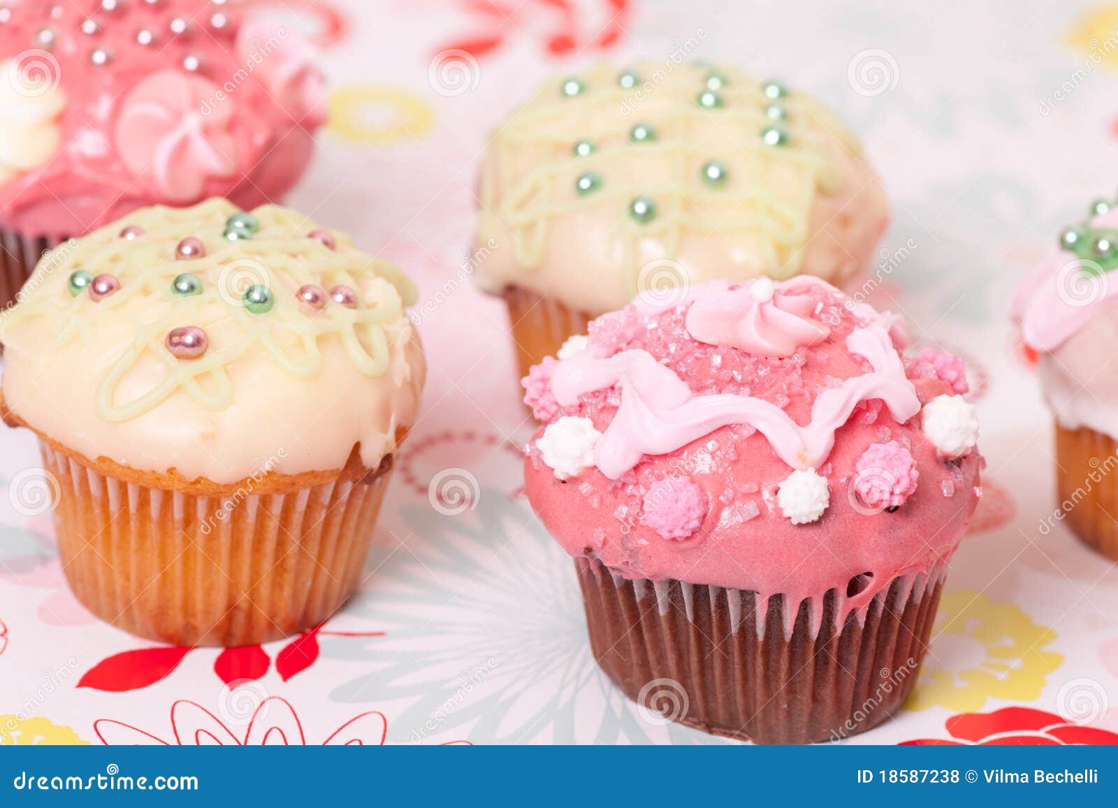 Cup cakes with fruits stock photo. Image of pink, cakes 18587238