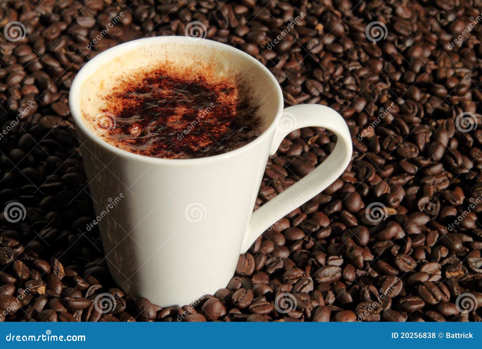 Cup of Cappuccino with Coffee Beans Stock Photo Image of white, bean