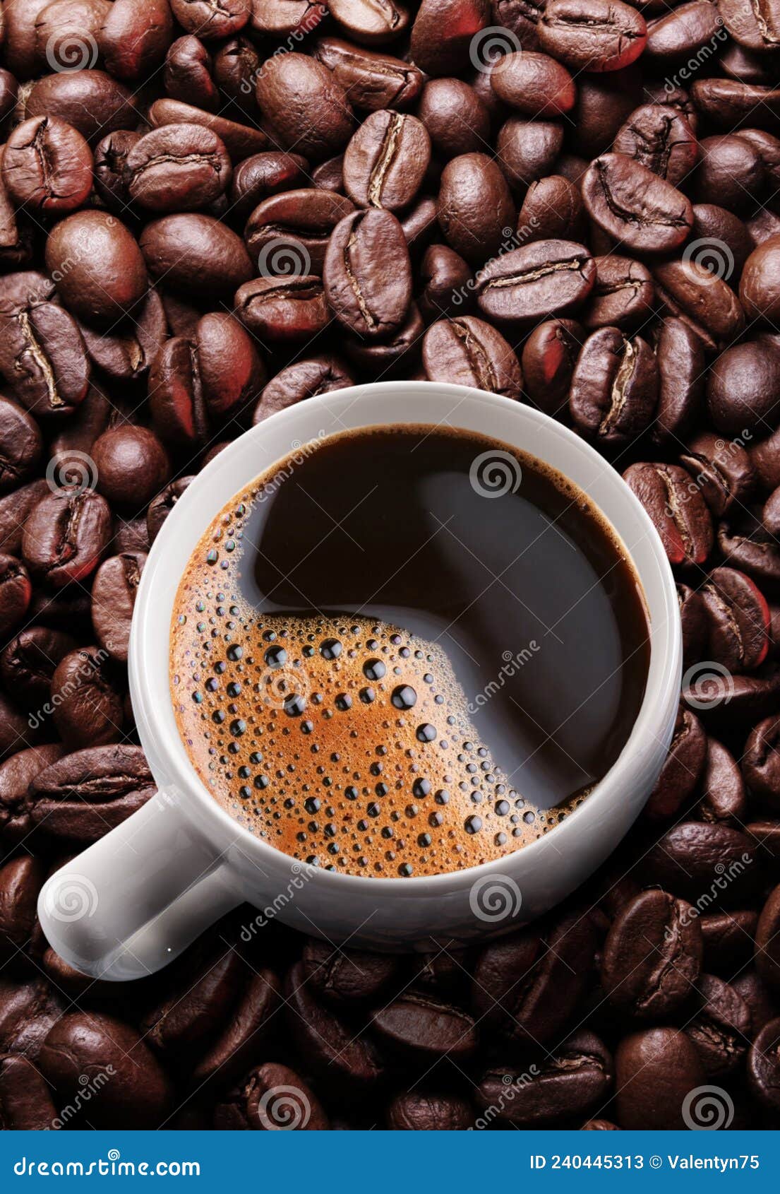 Cup of Coffee Americano Over Roasted Coffee Beans. Top View Stock Image Image of drink, custom