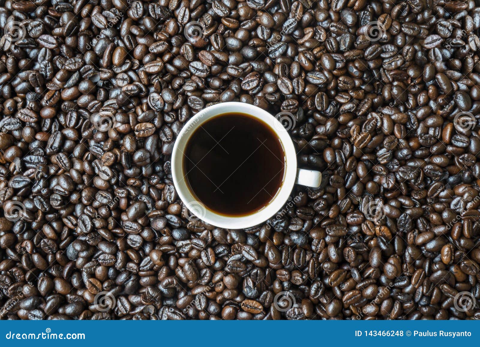 Cup of Coffee on Coffee Beans Pile Stock Photo Image of food, drink
