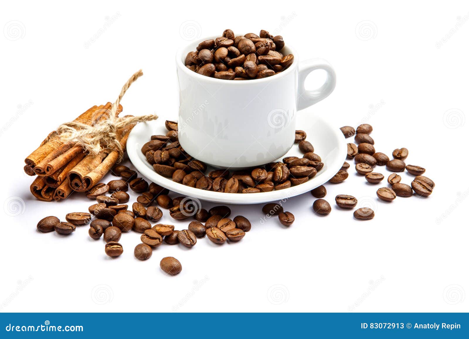 Cup of Coffee Beans on White Background Stock Image Image of beans