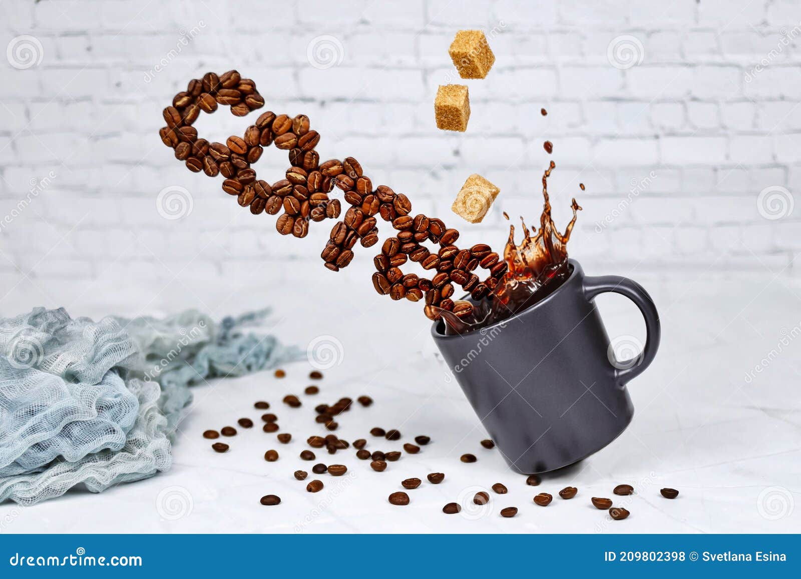 Cup of Coffee with Coffee Beans Stock Photo Image of flies, coffee