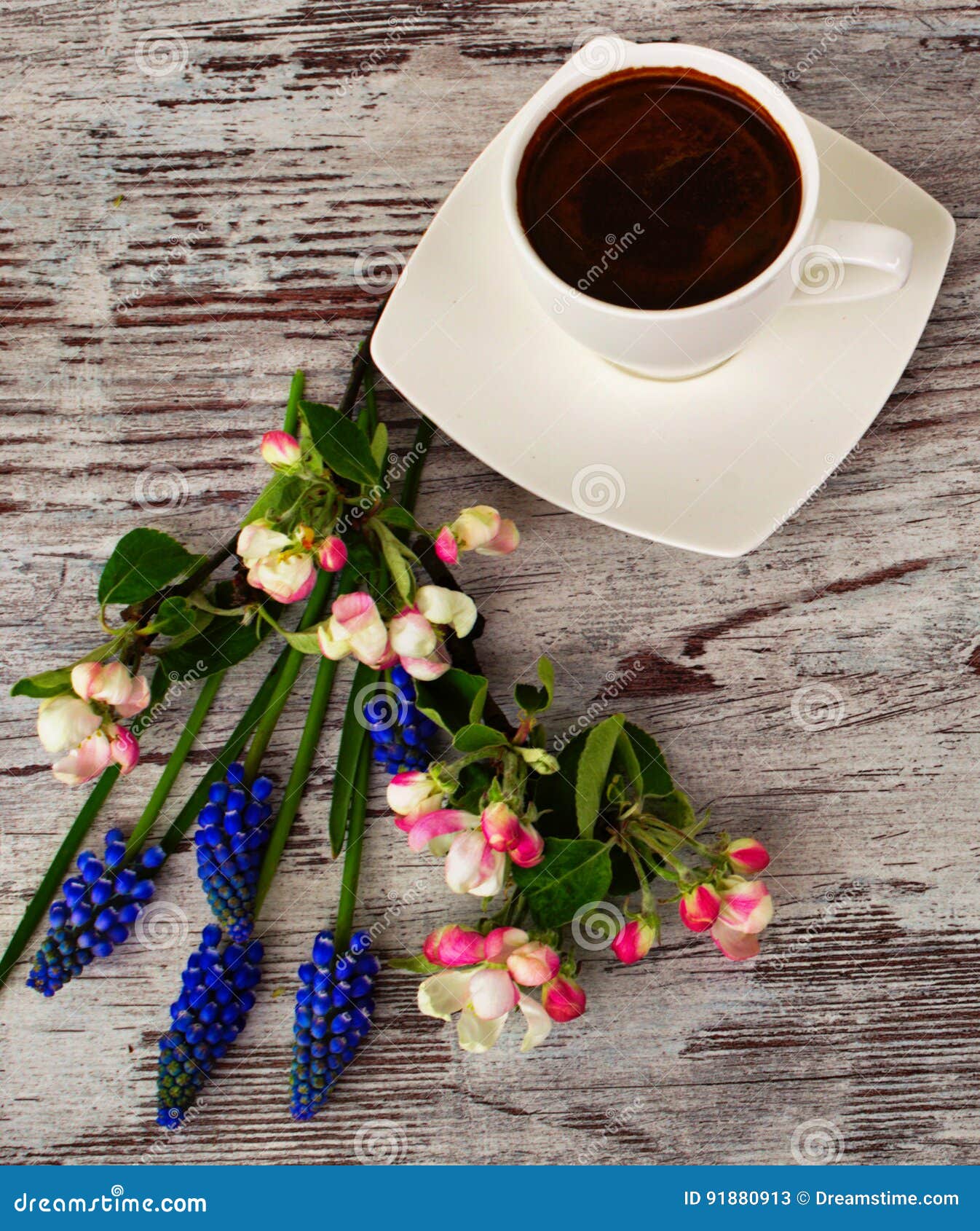 A Cup of Coffee and Beautiful Flowers. Stock Image Image of