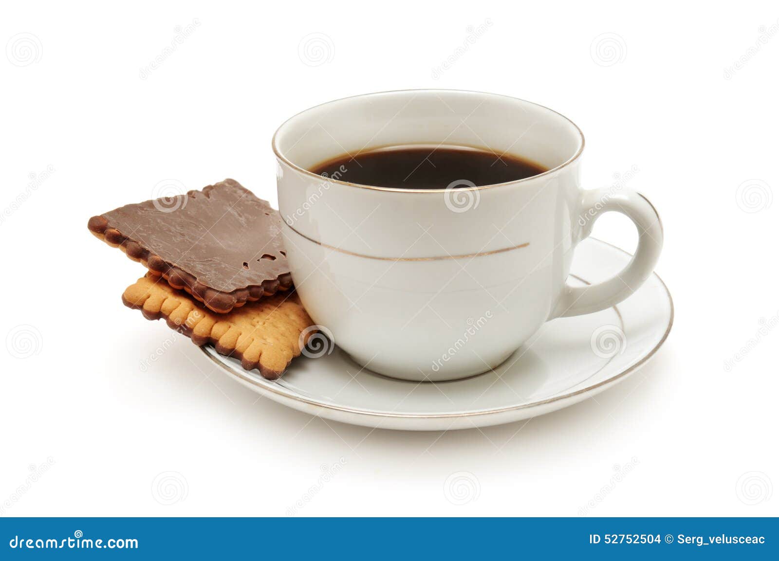 Cup of coffee and biscuit stock photo. Image of close 52752504