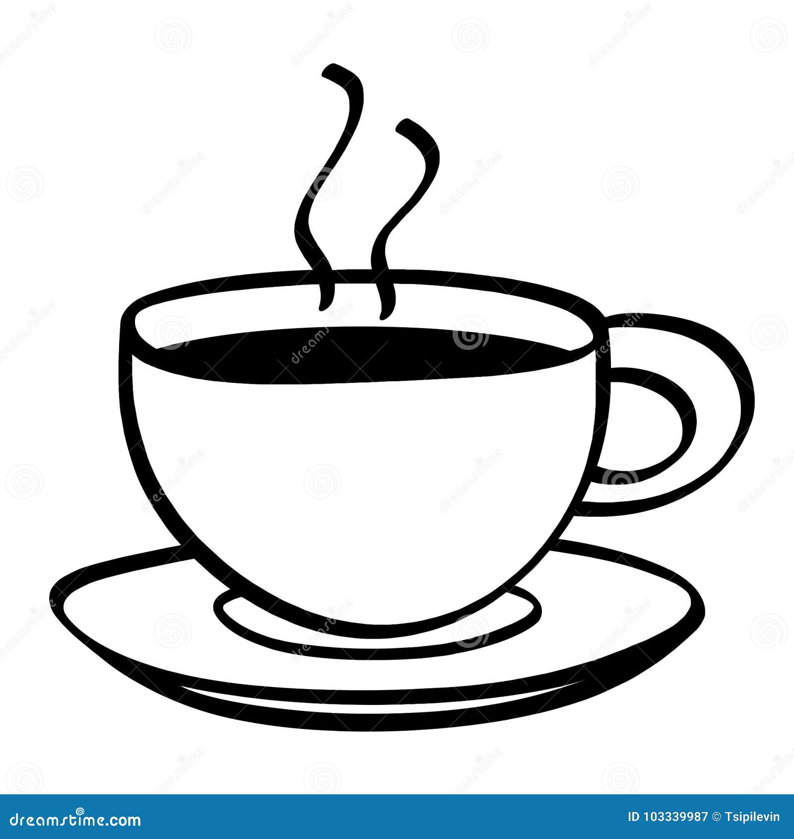 Cup Of Coffee Black And White Illustration Stock