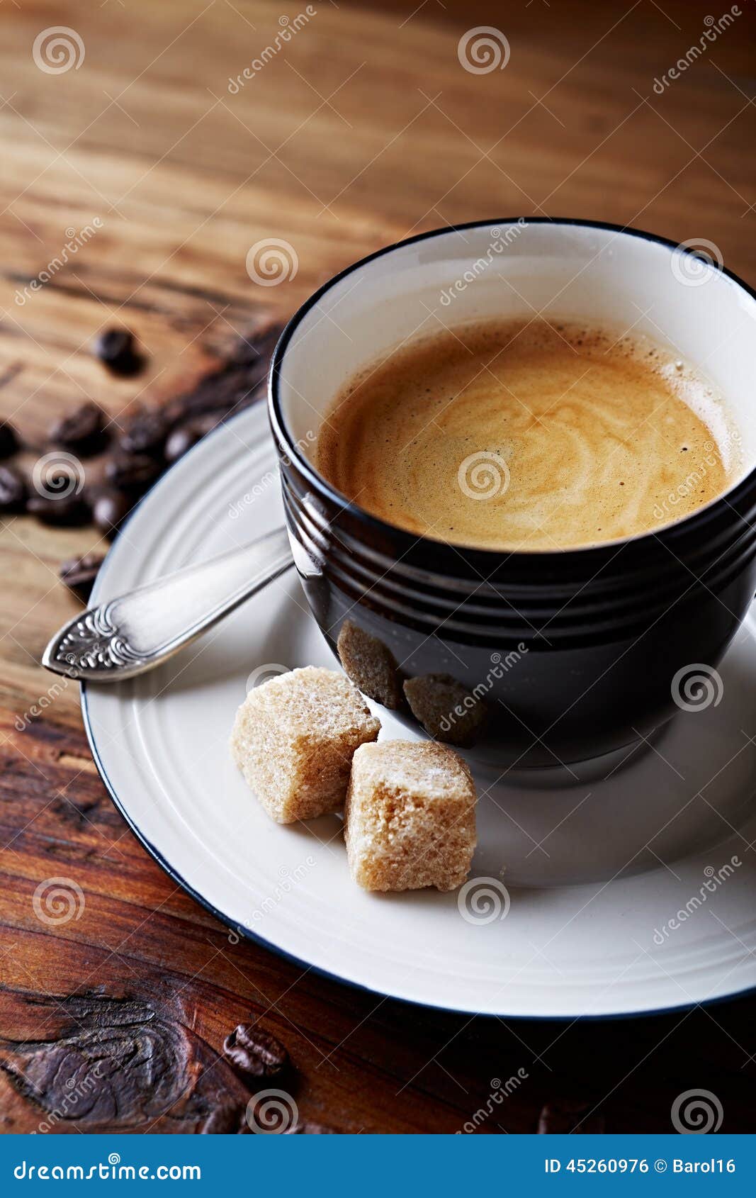 Cup of Coffee with Brown Sugar Stock Photo - Image of espresso, rustic ...