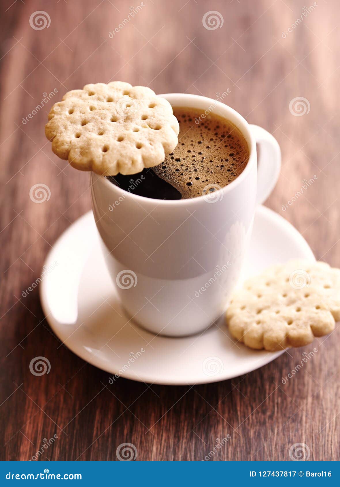 Cup of Coffee and Butter Biscuits. Stock Image - Image of closeup ...