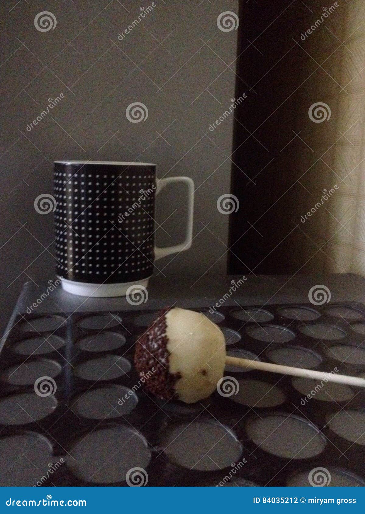 Cup of Coffee and Cake Pops. Stock Photo Image of white, decorative 84035212