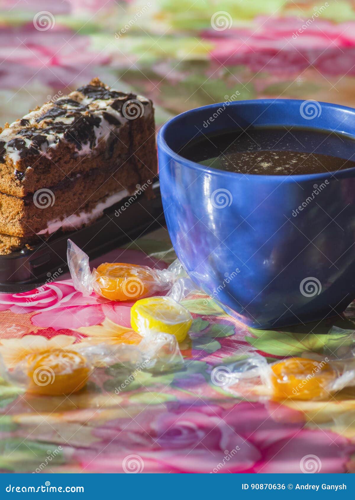 Cup of Coffee, Cake and Sweets on Thetable Stock Photo Image of