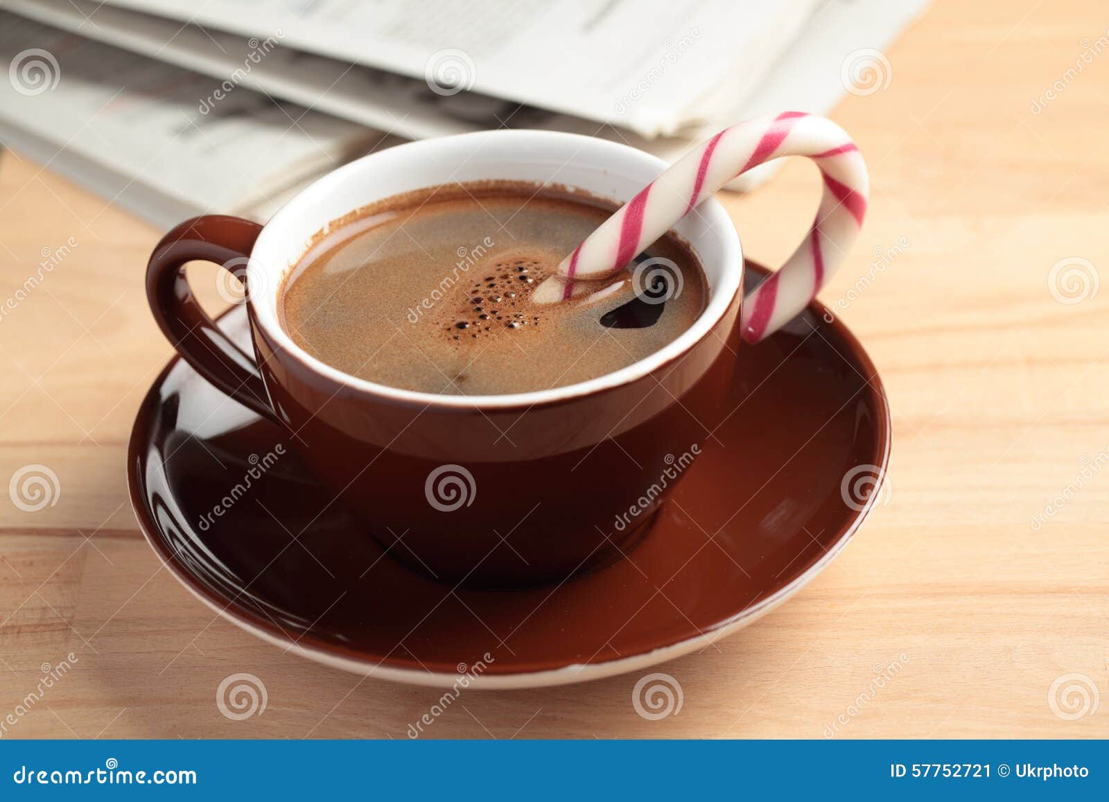 Cup of Coffee with Candy Cane Stock Image Image of breakfast, saucer
