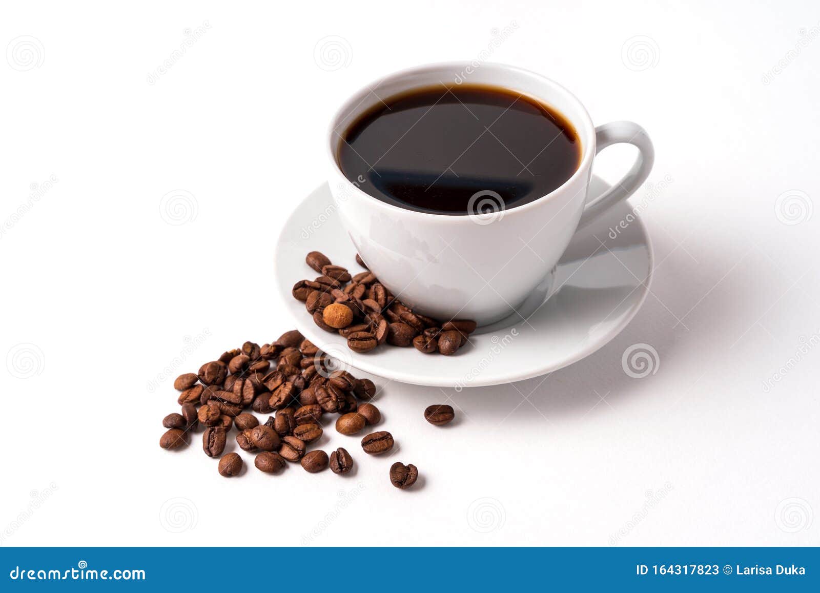 Coffee Cup with Beans Isolated on White Background Stock Image - Image