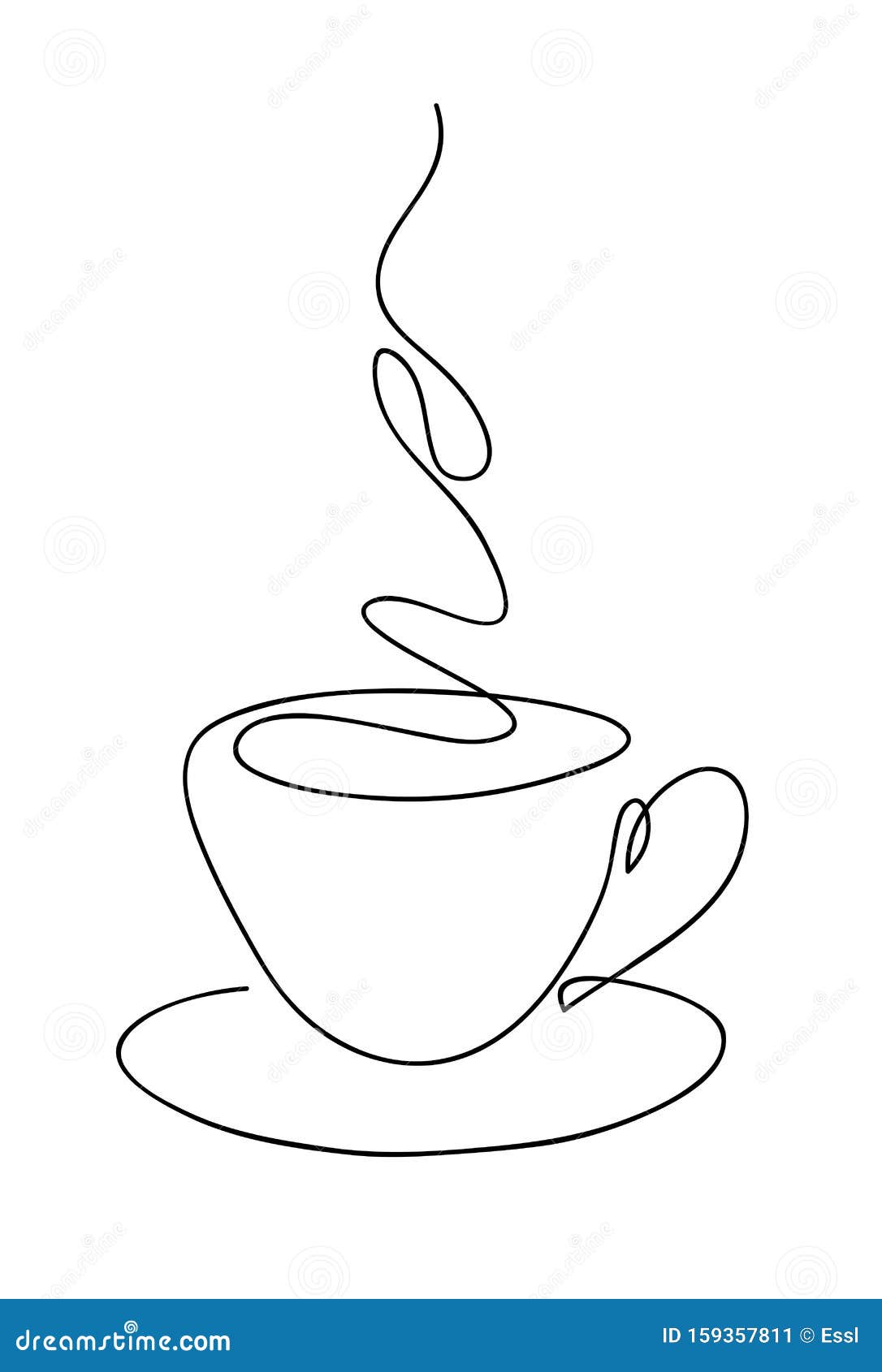 Coffee Cup Logo, Cute Coffee Cup Cartoon line art colorful Vector