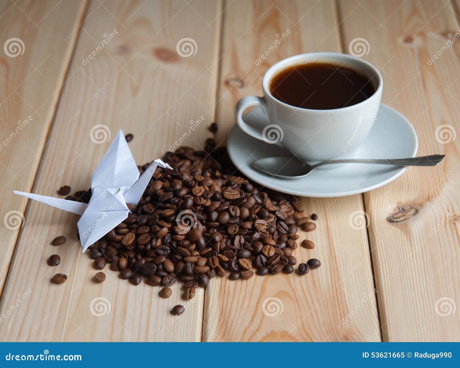 Cup of coffee with crane stock image. Image of heart 53621665