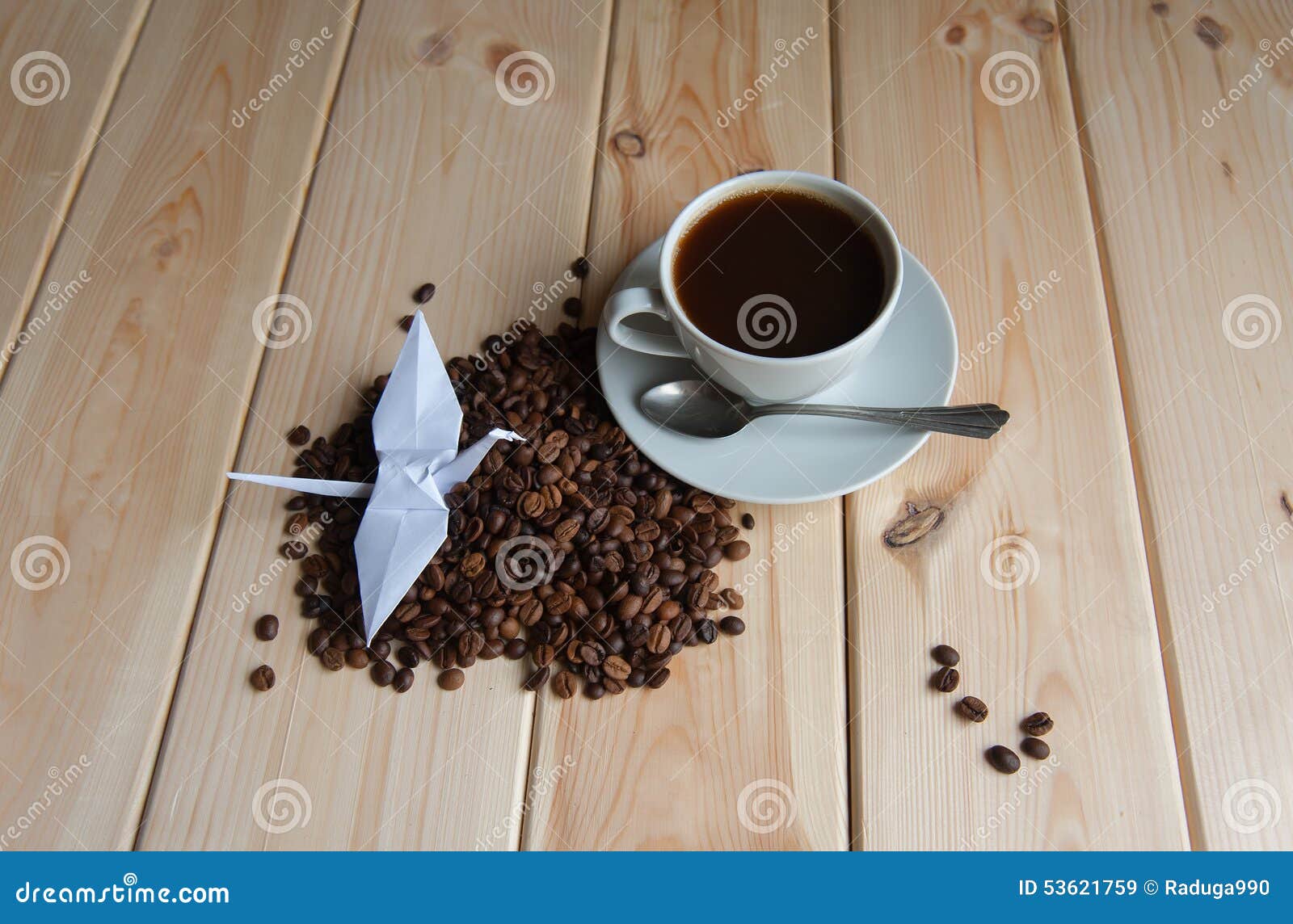 Cup of coffee with crane stock image. Image of spoon 53621759