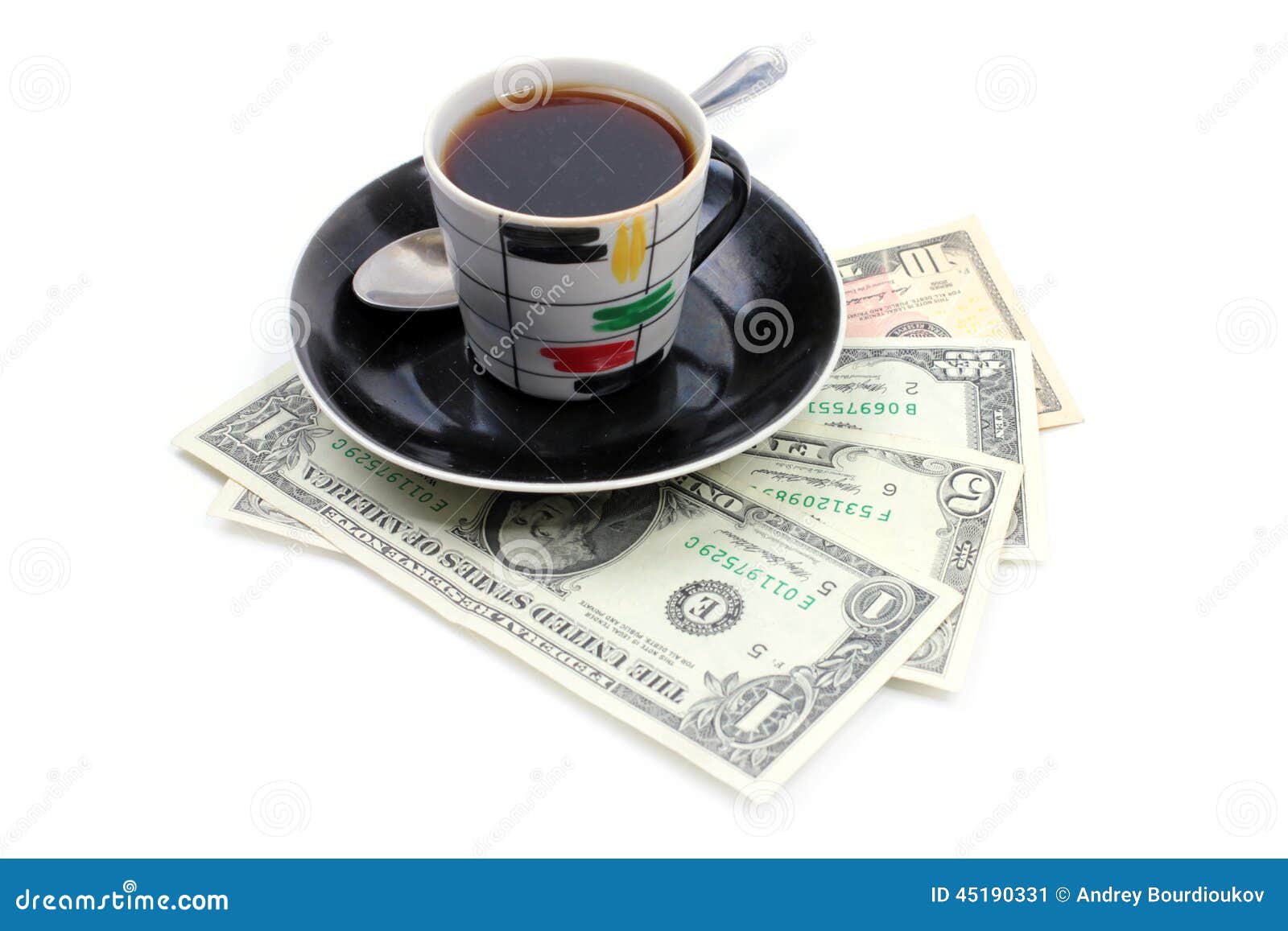 Cup of the Coffee and Dollars Stock Image Image of finances, group