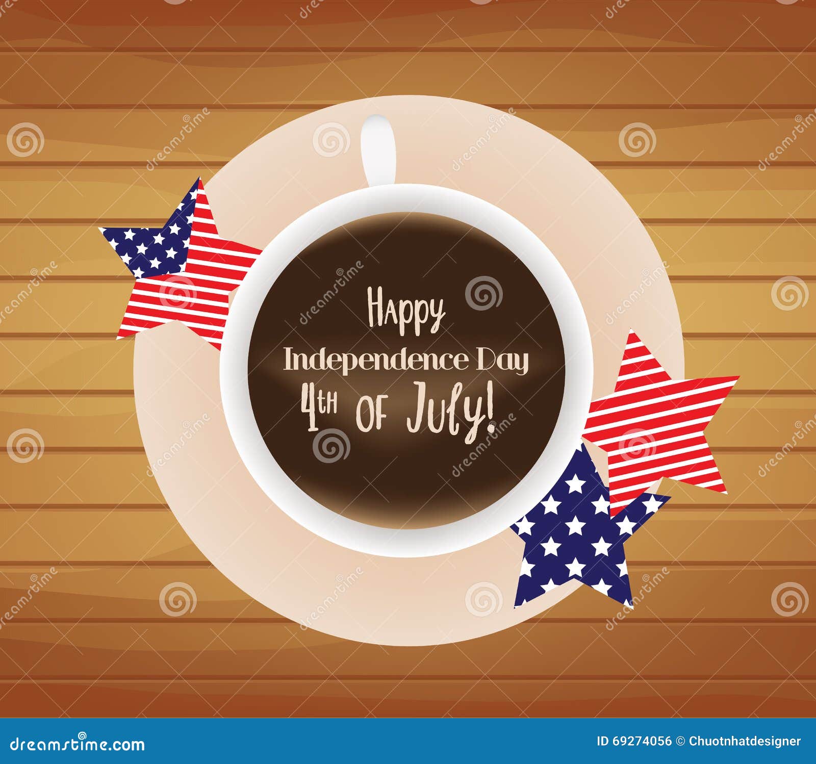 Cup of Coffee with Happy 4th of July Stock Vector - Illustration of