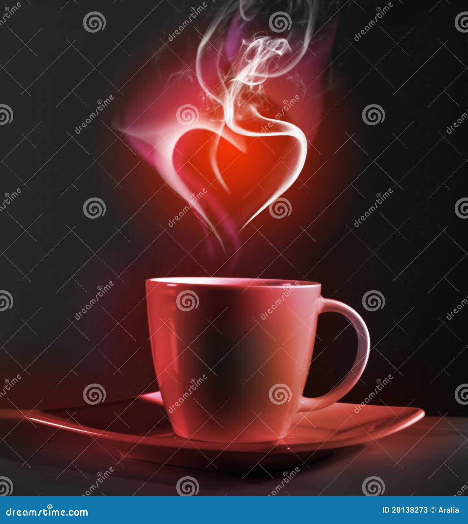 cute coffee tea cup with steam in shape of heart' Travel Mug