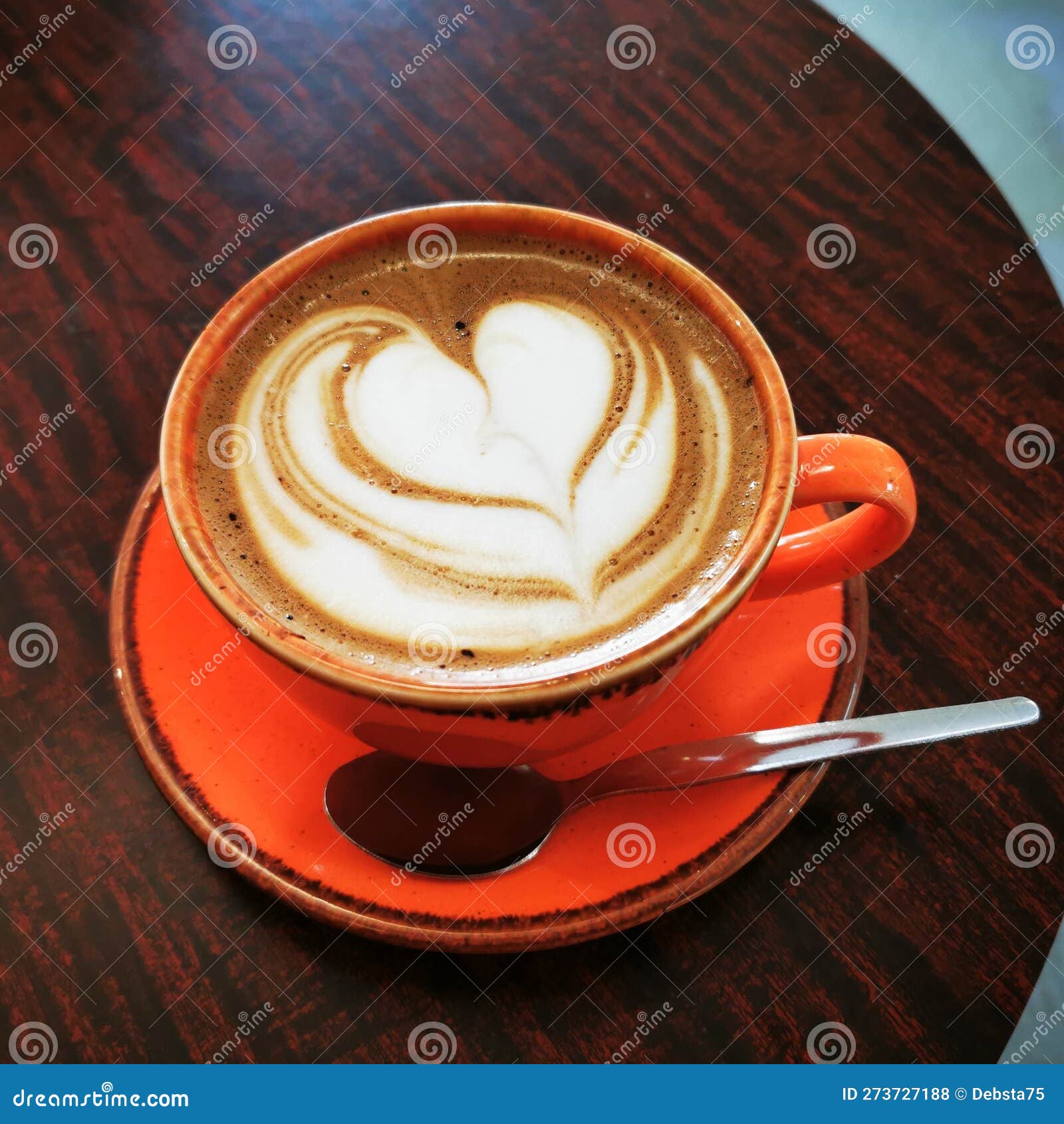 Cup of coffee with a heart stock photo. Image of heart 273727188