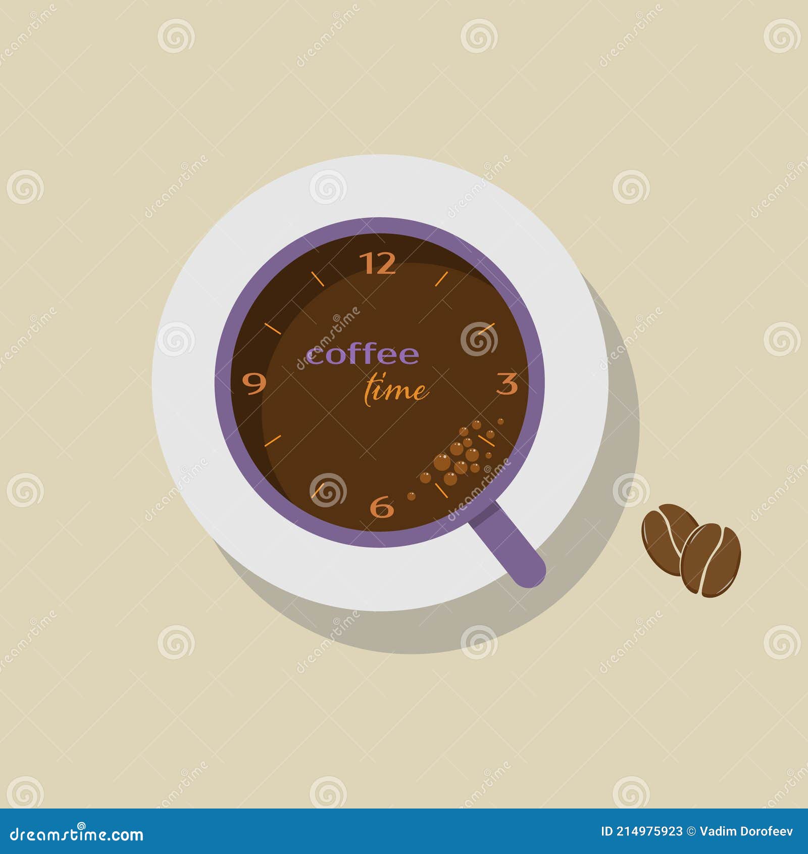 A Cup of Coffee with an Hour Dial on the Surface of the Drink and the