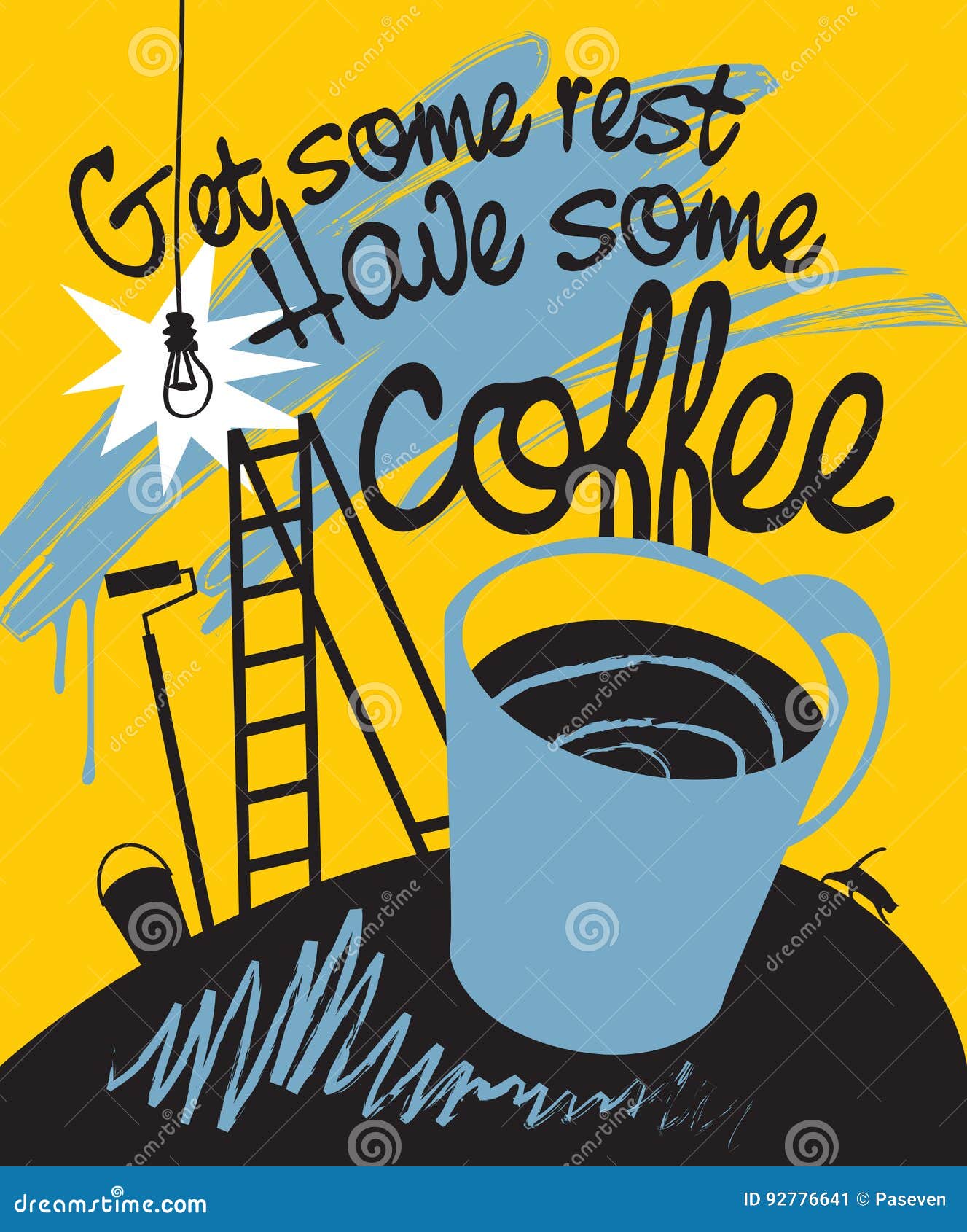 Cup of Coffee in the Interior of the Repair Stock Vector Illustration