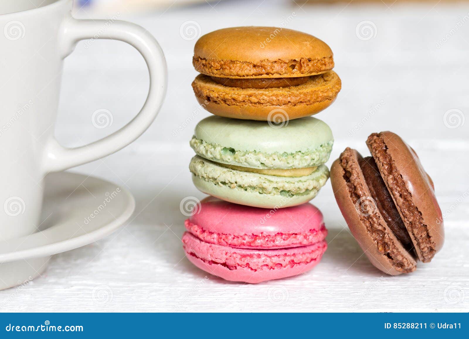 Cup of Coffee with Macaron on White Background Stock Image - Image of ...