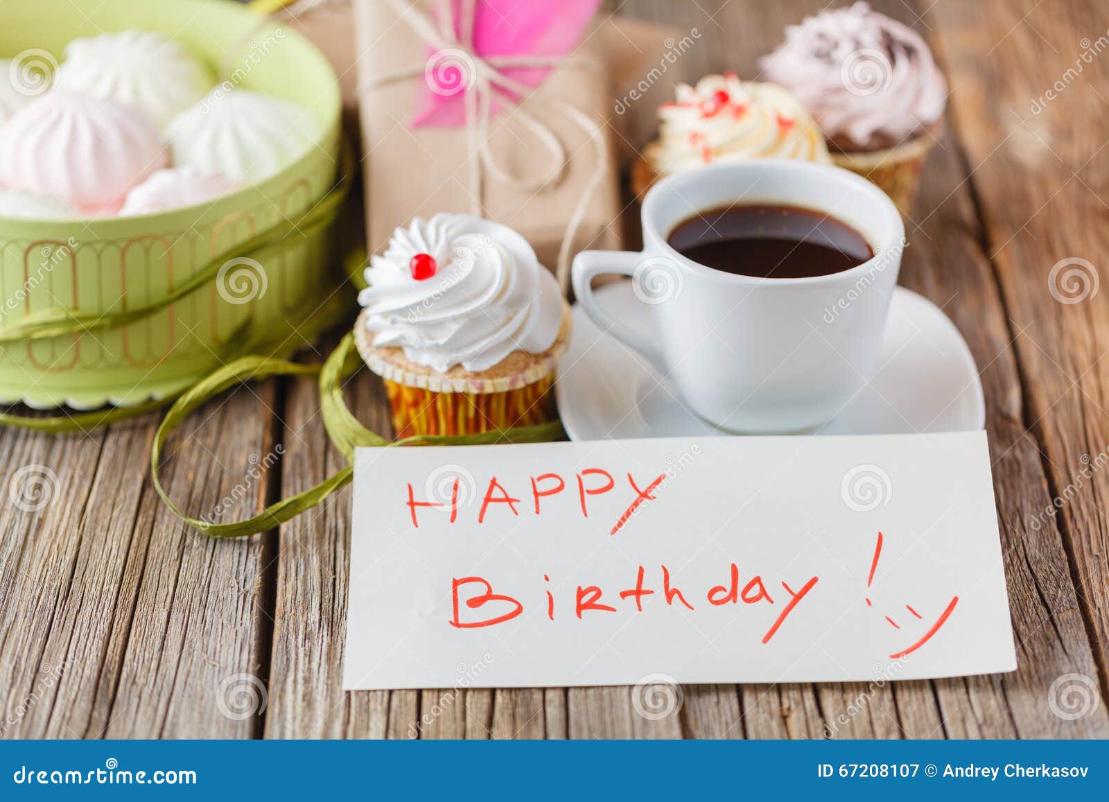 Cup Of Coffee  And Message Happy  Birthday  Stock Image 