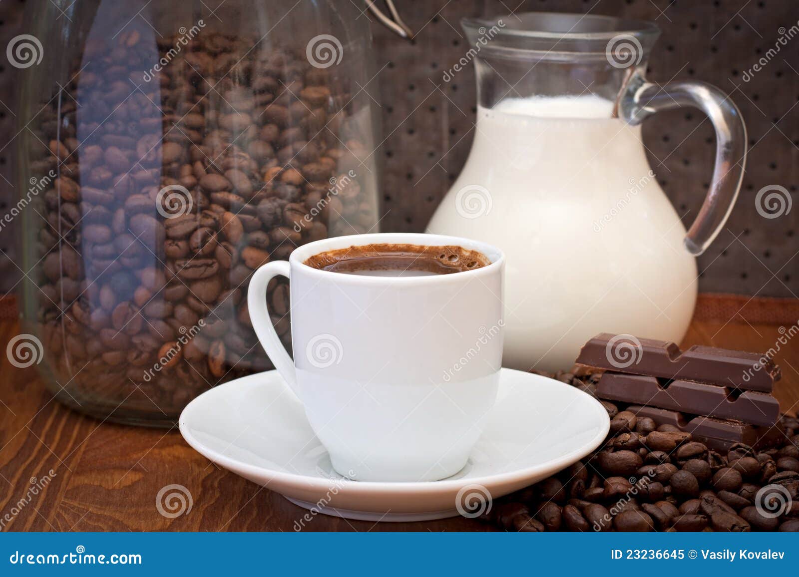Cup of Coffee, Milk and Chocolate Stock Image Image of chocolate