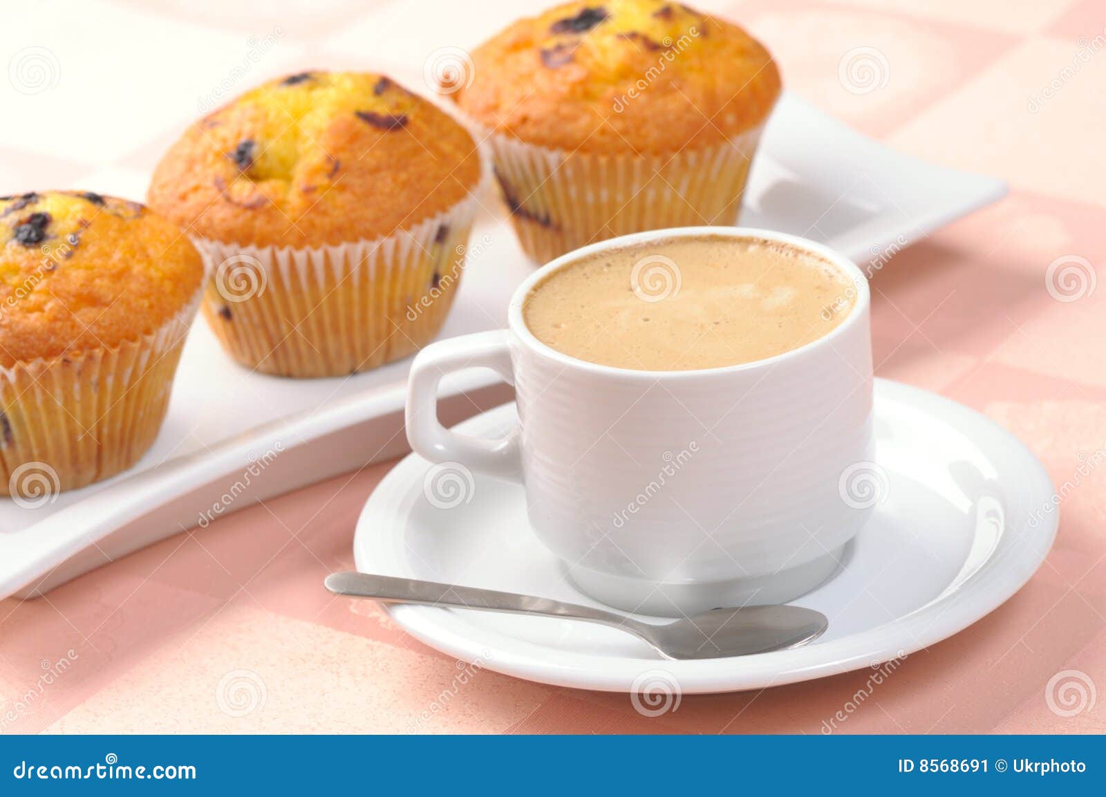 Cup of coffee and muffins stock image. Image of mocha 8568691