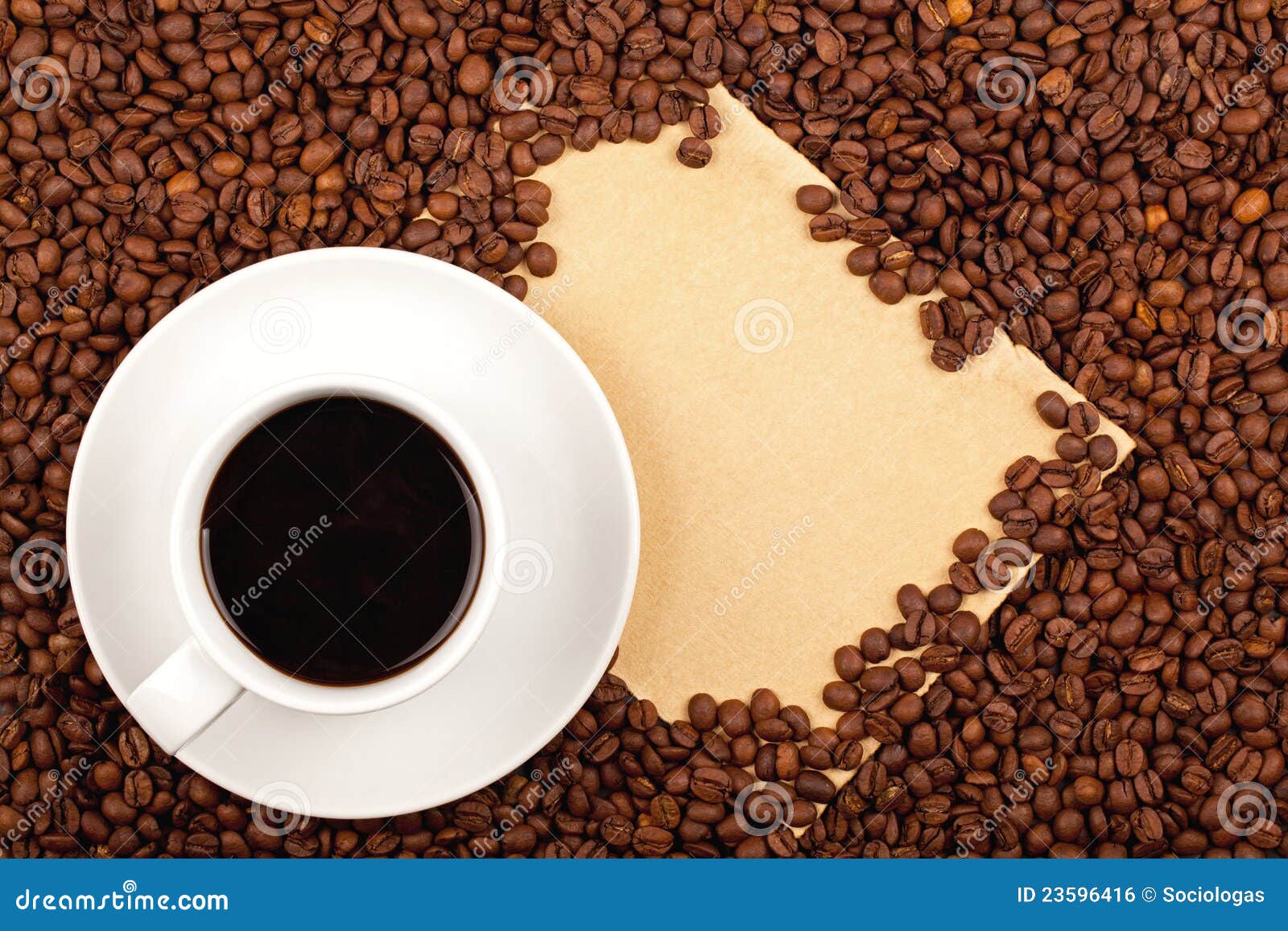 Download Cup of coffee and paper stock photo. Image of made, roasted - 23596416