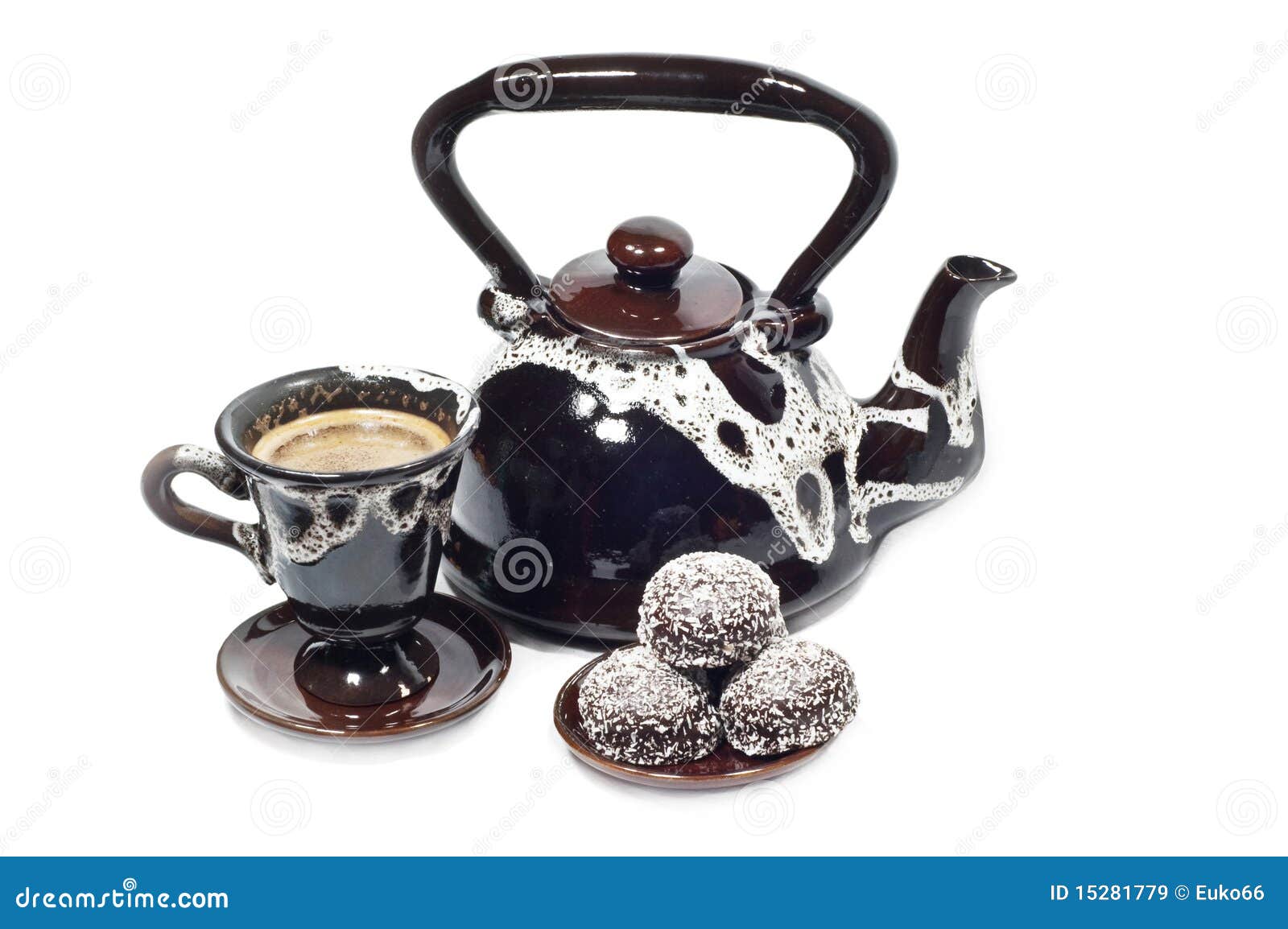 A cup and coffee pot stock image. Image of teapot, coffee 15281779