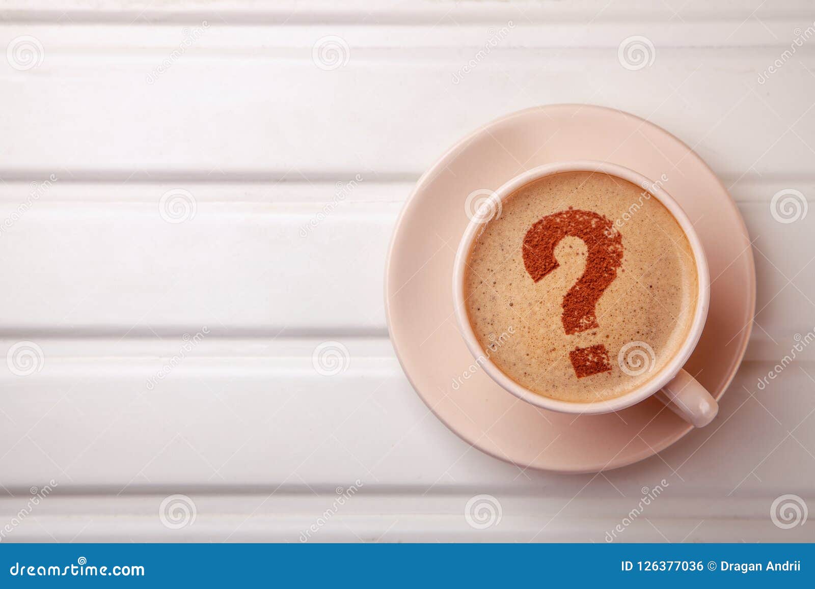 Cup of Coffee with Question Mark on Foam. I Like Coffee Break Stock