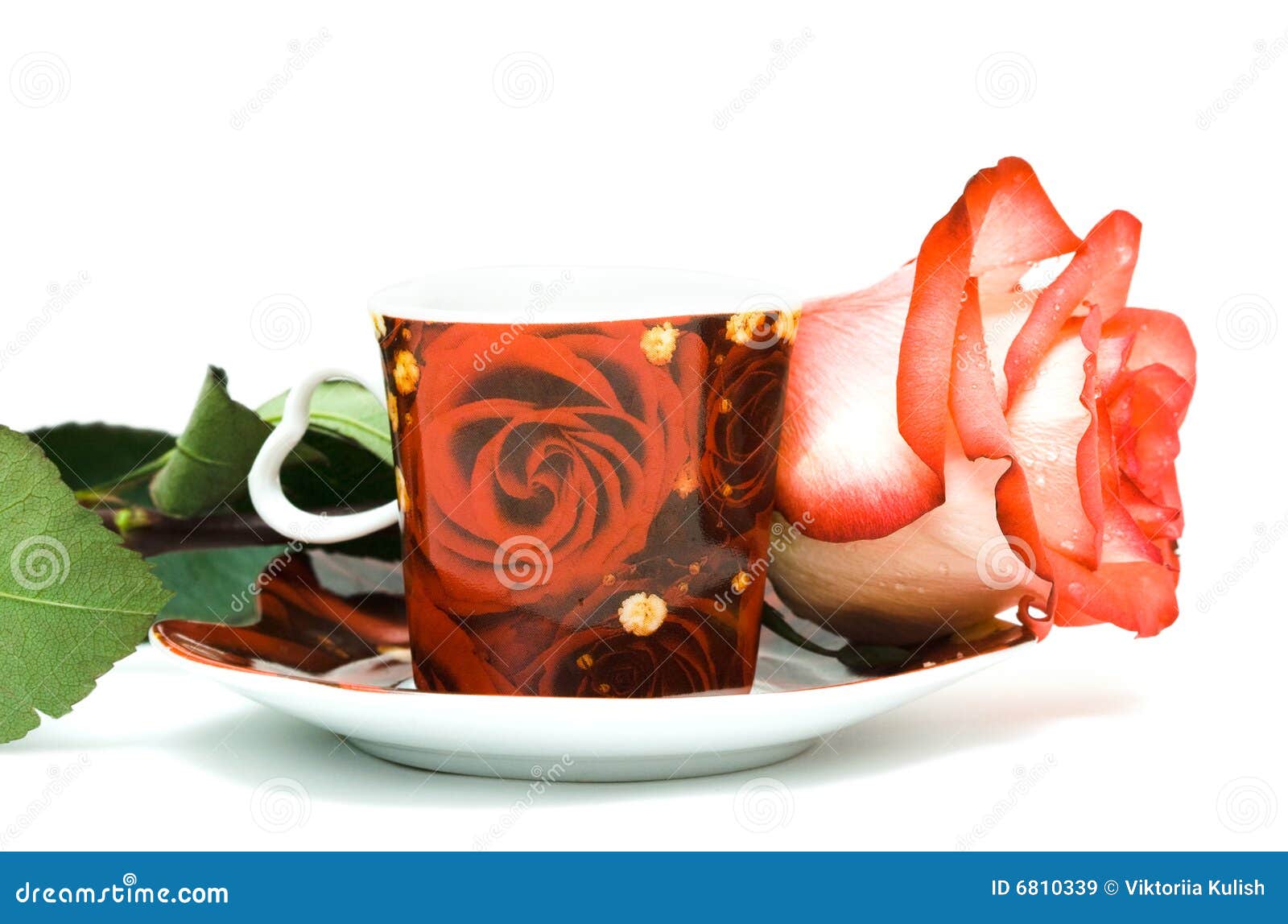 Cup of coffee with rose stock image. Image of kitchen 6810339