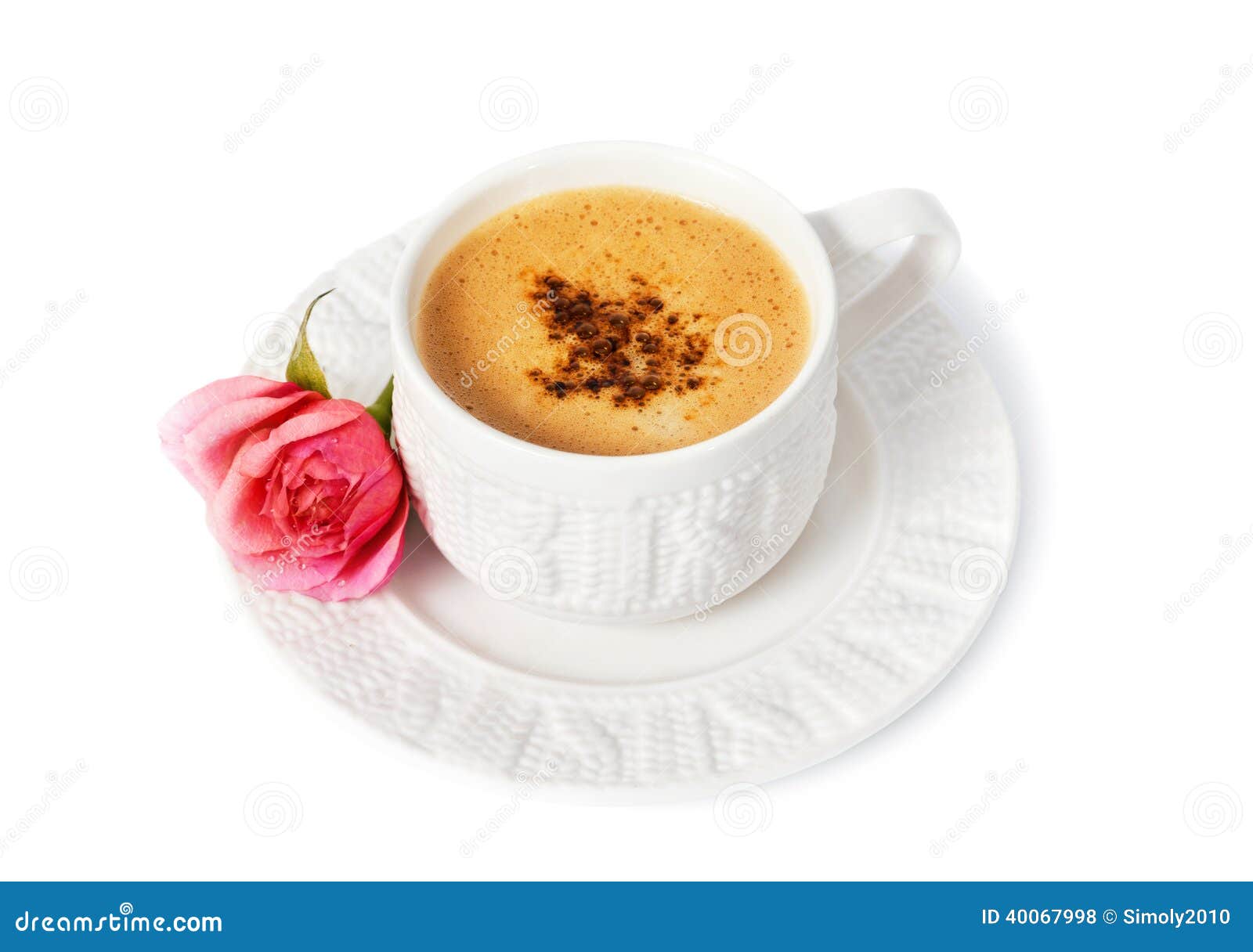 A cup of coffee with rose stock photo. Image of background 40067998