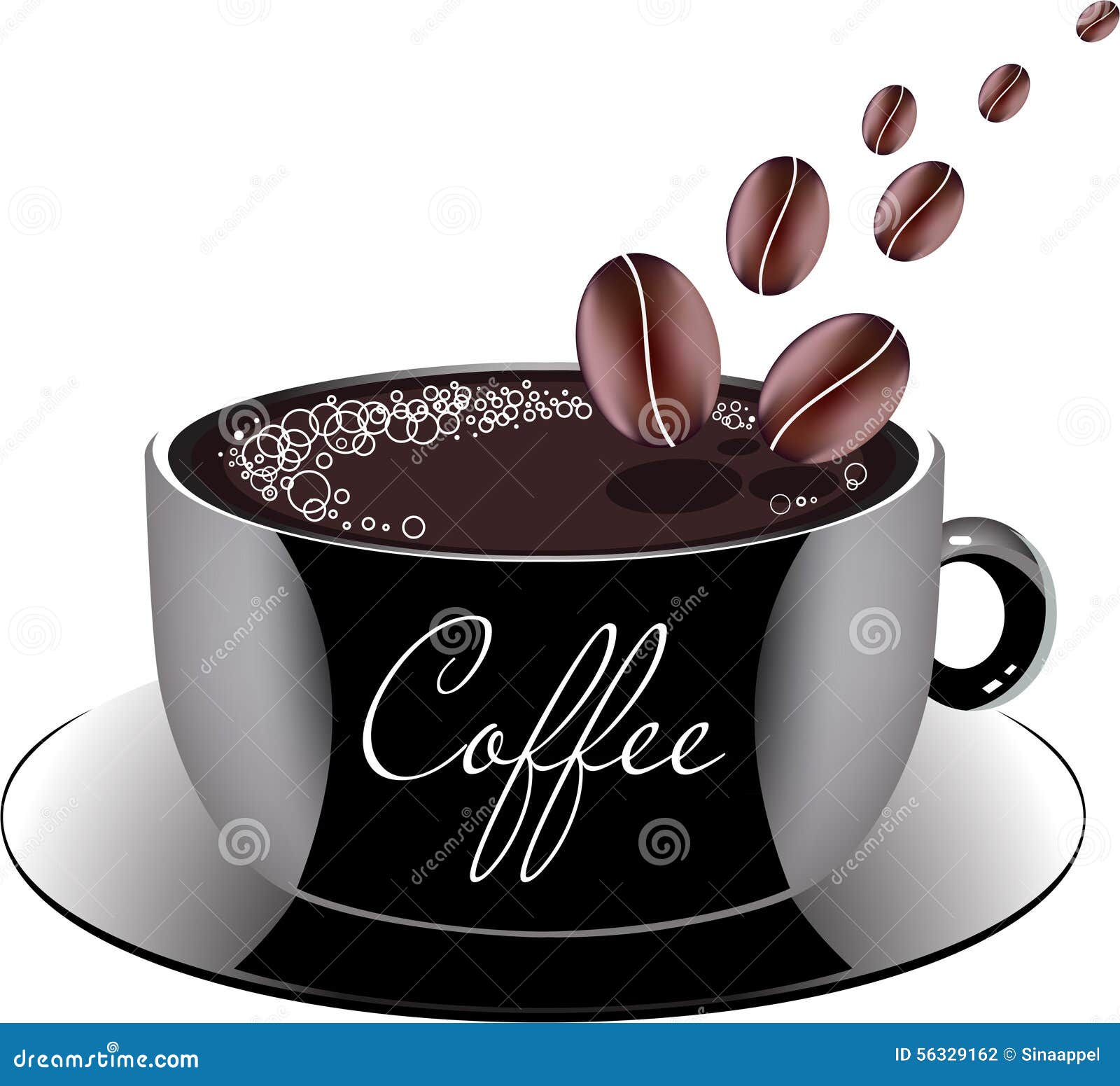 Cup of Coffee on a Saucer, Vector Illustration Stock Vector Illustration of crop, black 56329162