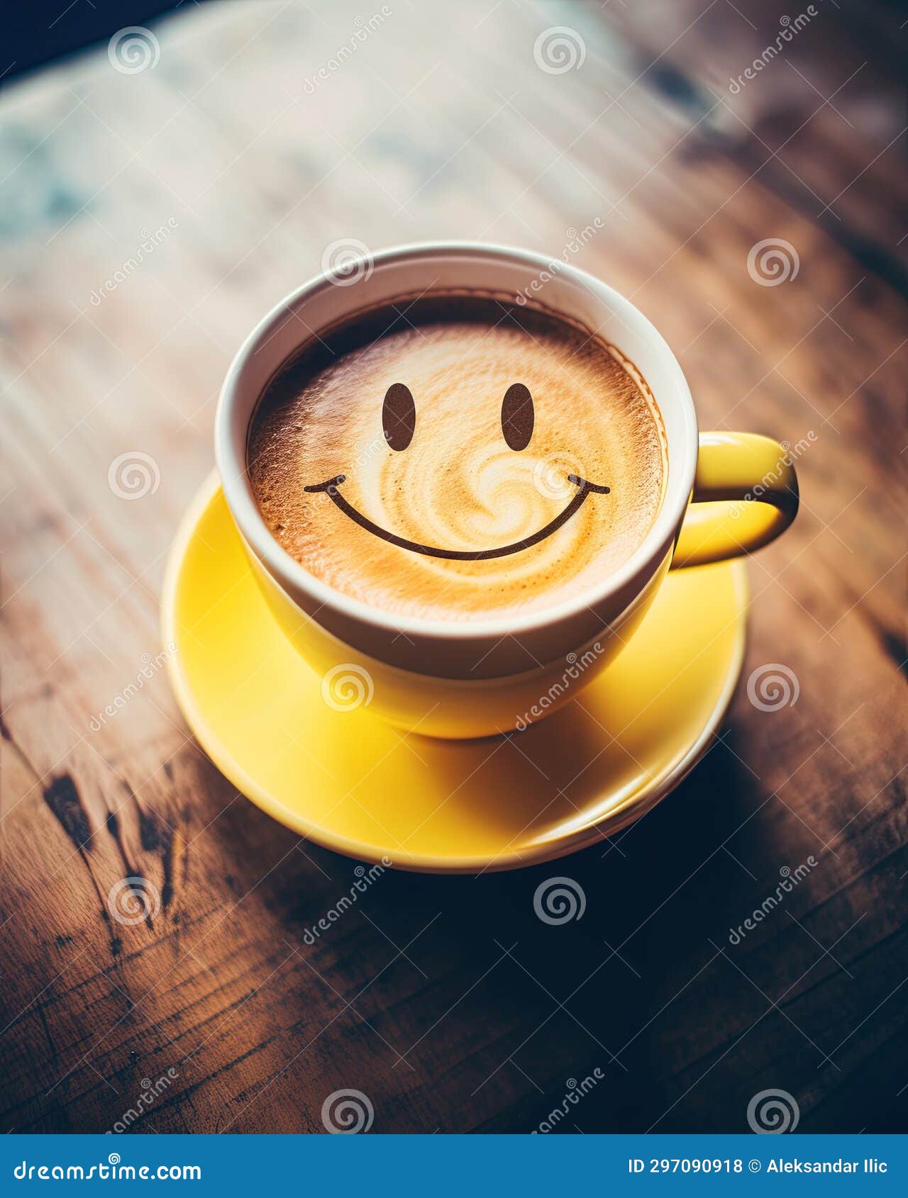 Cup of Coffee with Smiling Face Emoji. Generative Ai Stock Photo