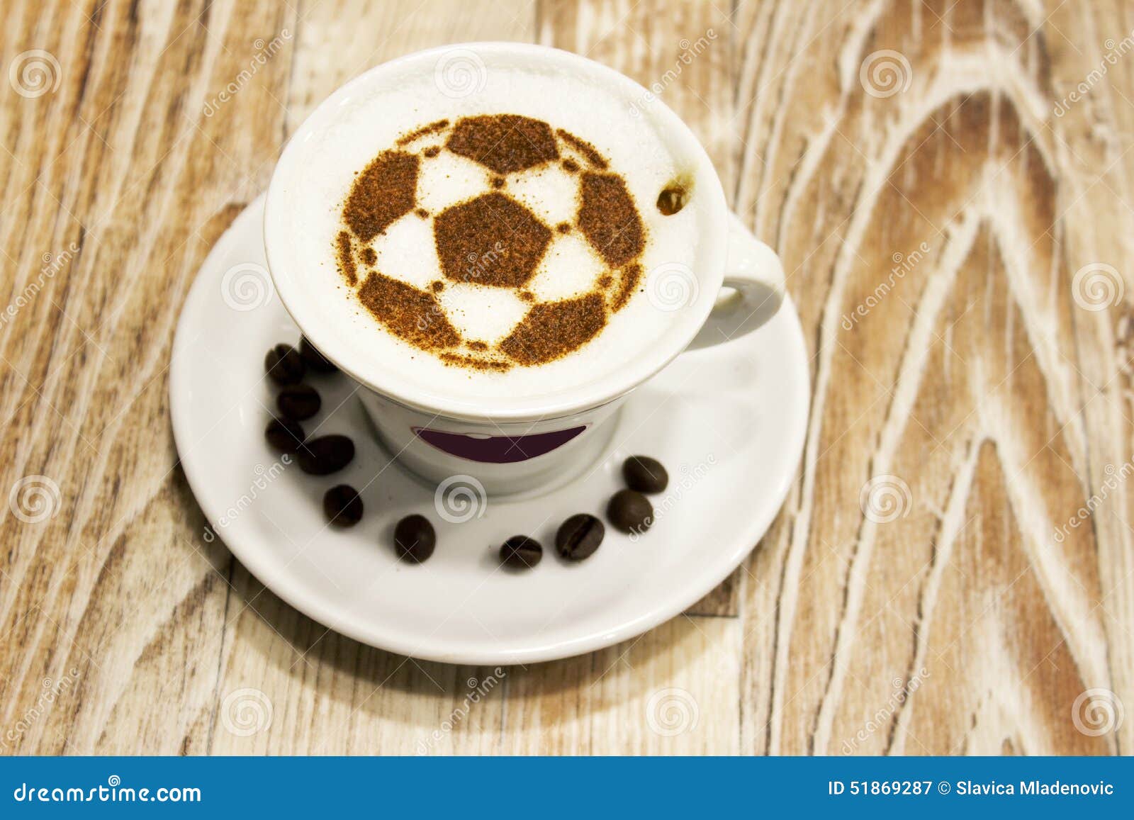 A Cup of Coffee with Soccer Ball Stock Image Image of container